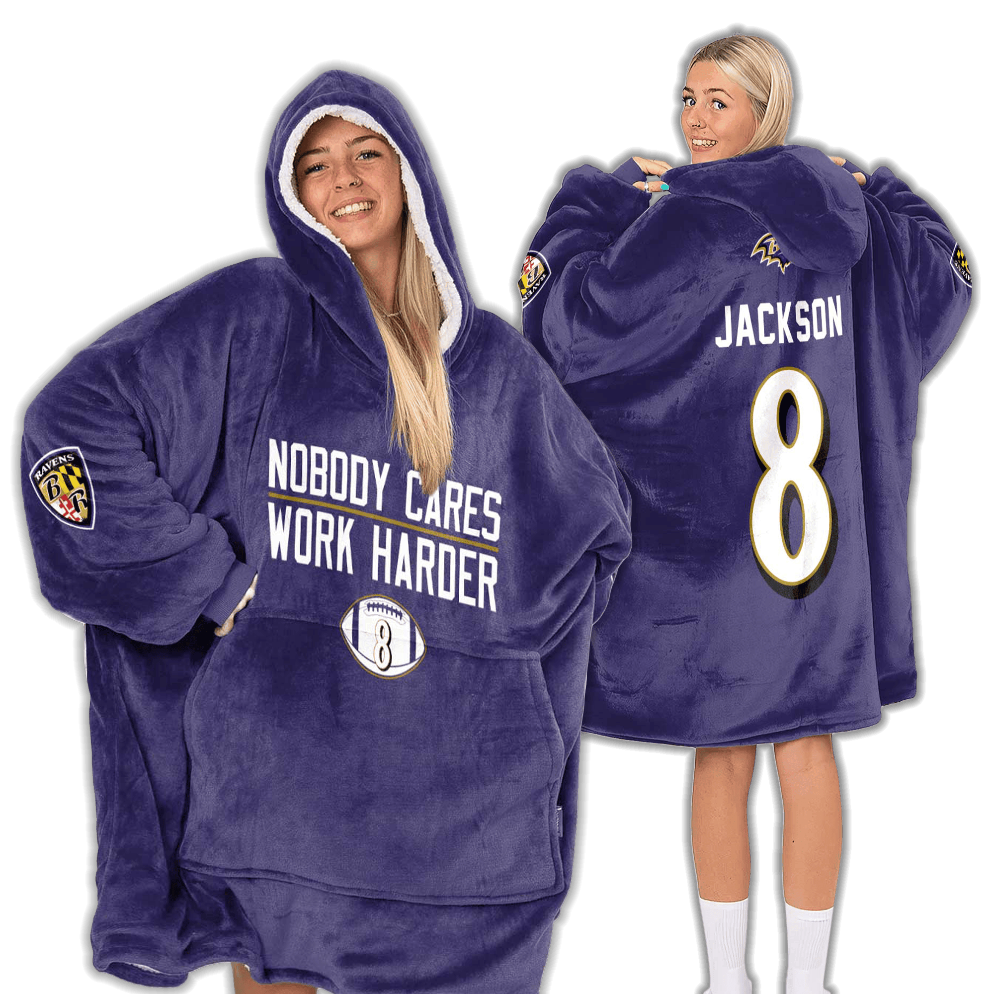 Adult 8 Baltimore Football Unisex Blanket Hoodie