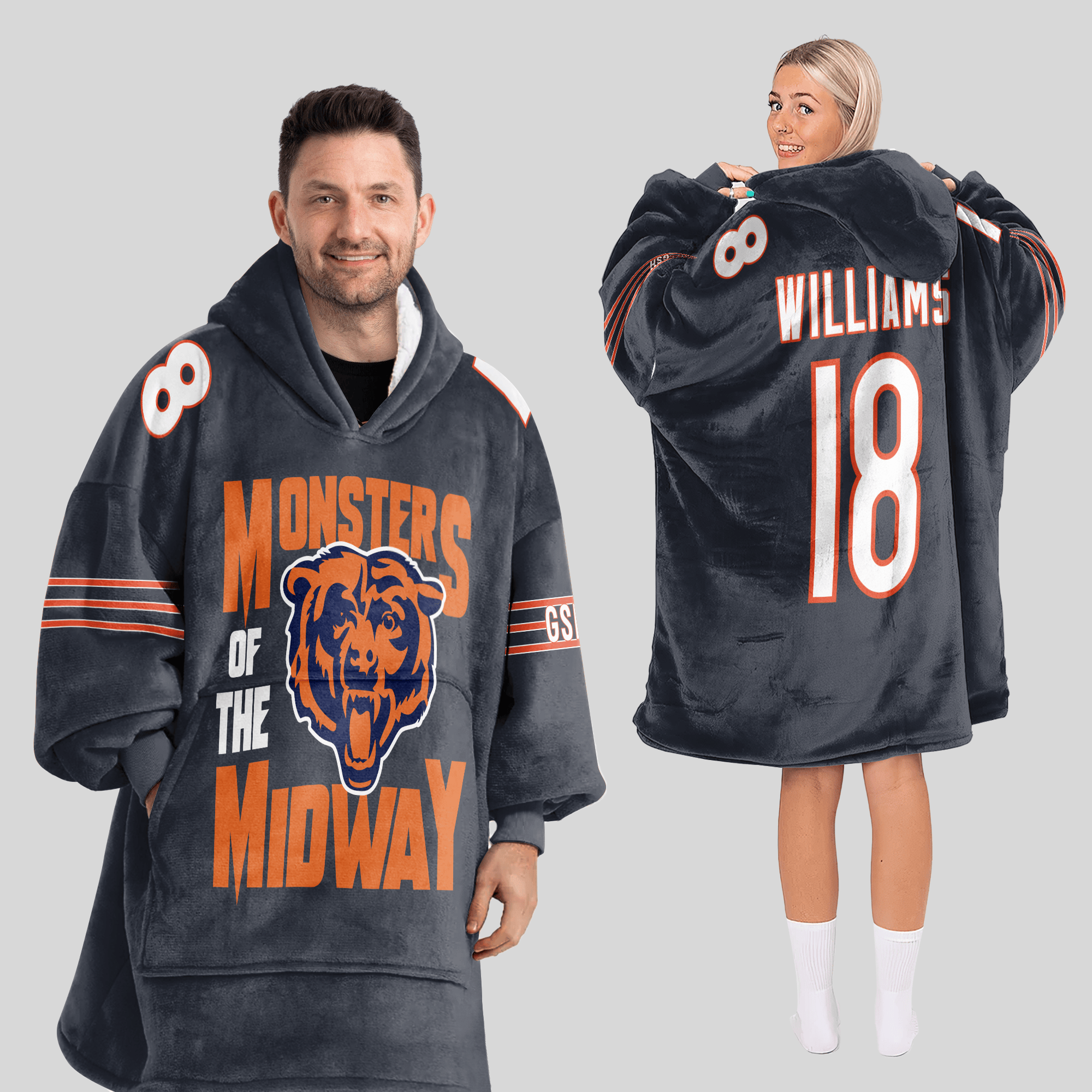 Monsters of the Midway Chicago Football Unisex Blanket Hoodie