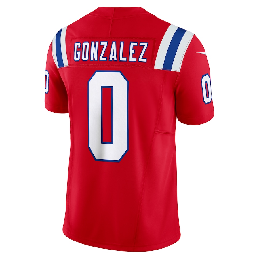 Men's New England Patriots #0 Christian Gonzalez Red Alternate Vapor F.U.S.E. Limited Jersey