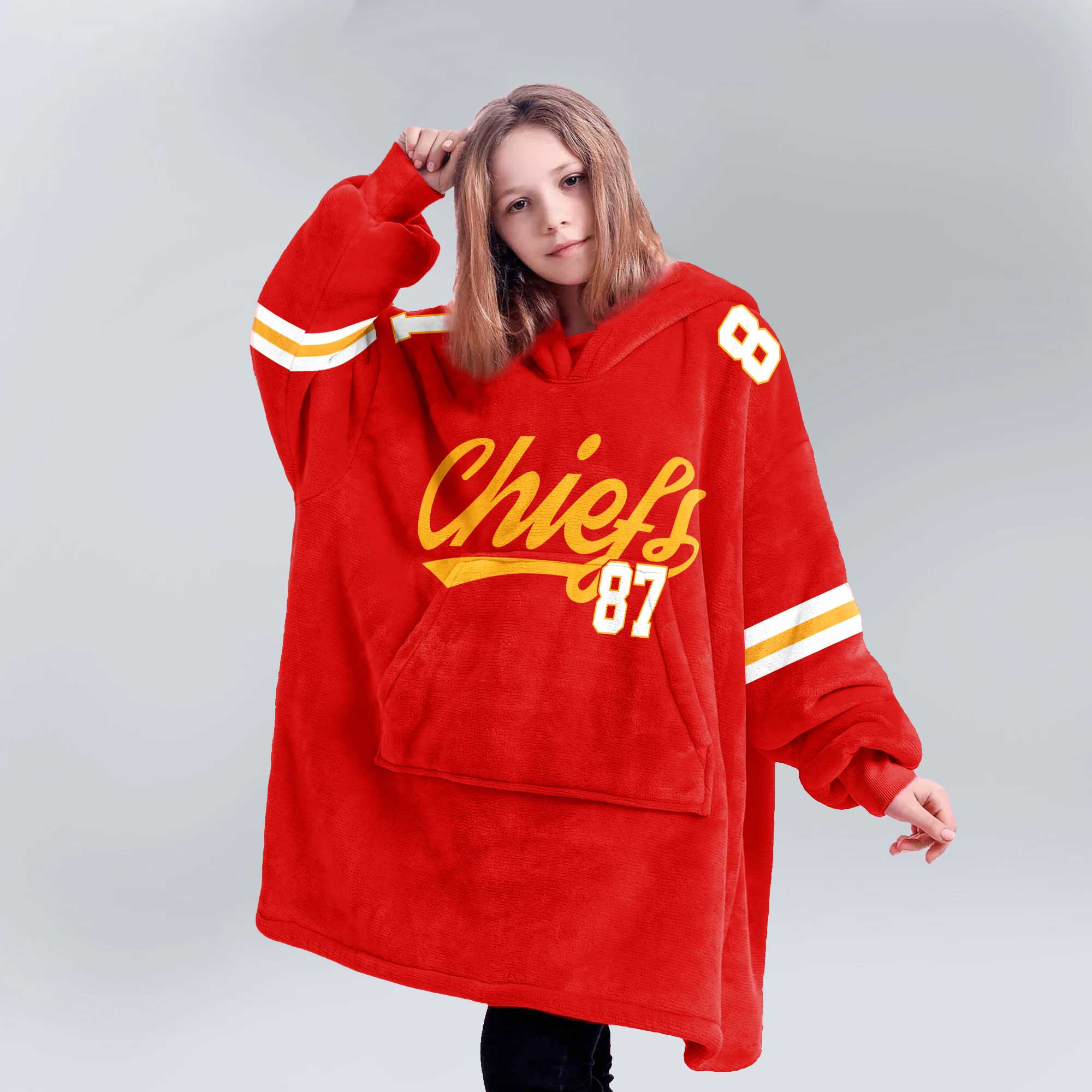 Kid T.K 87 Kansas City Football Unisex Blanket Hoodie