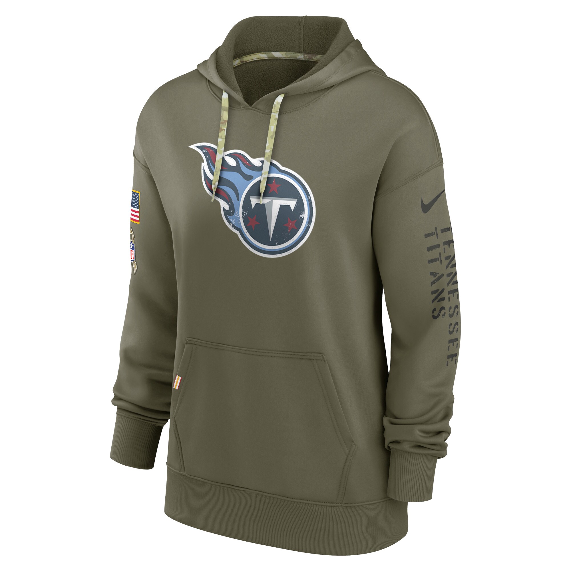 Tennessee Titans Women's 2022 Salute To Service Performance Pullover Hoodie - Olive