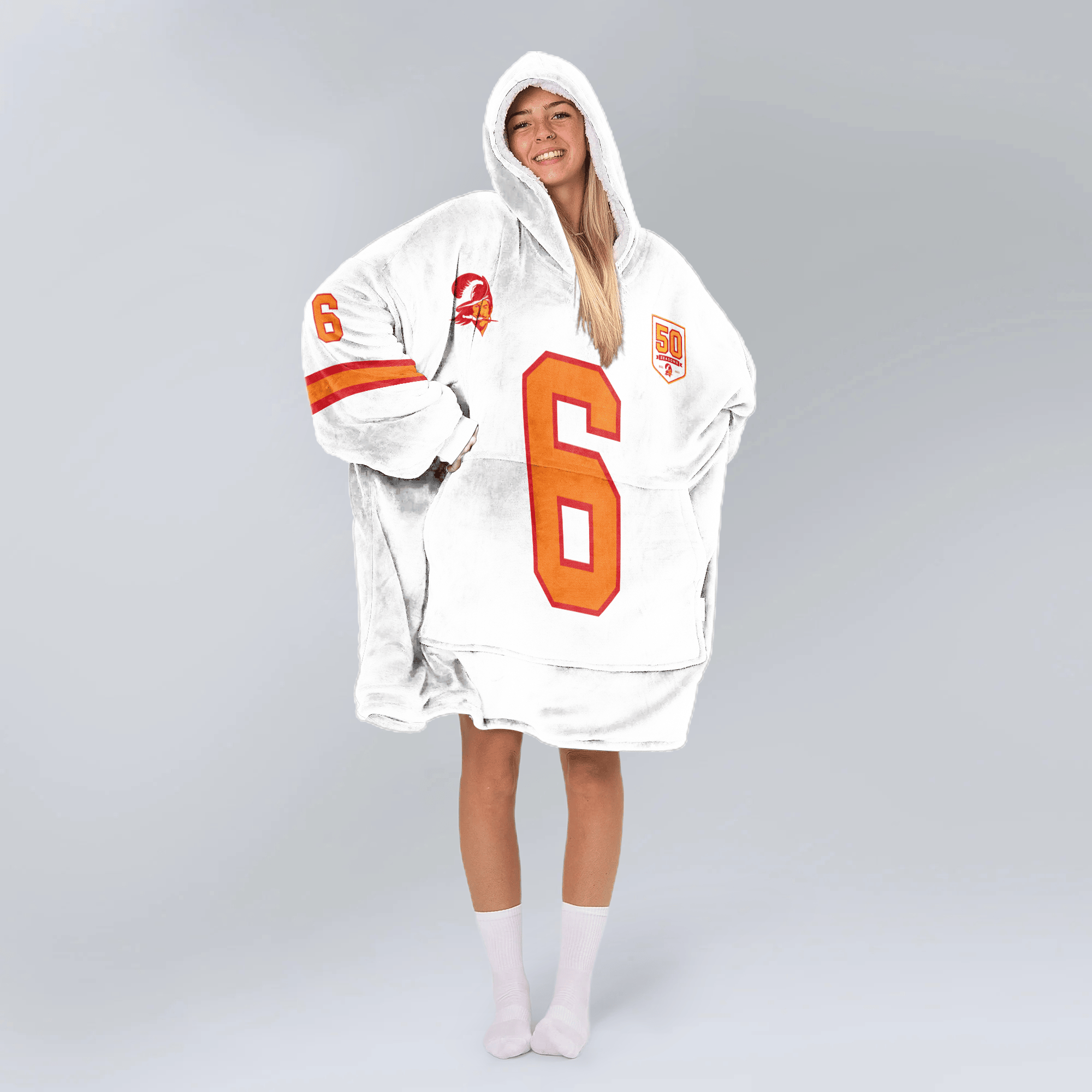 Adult B.M 6 Tampa Bay Football 50th Season Game Unisex Blanket Hoodie