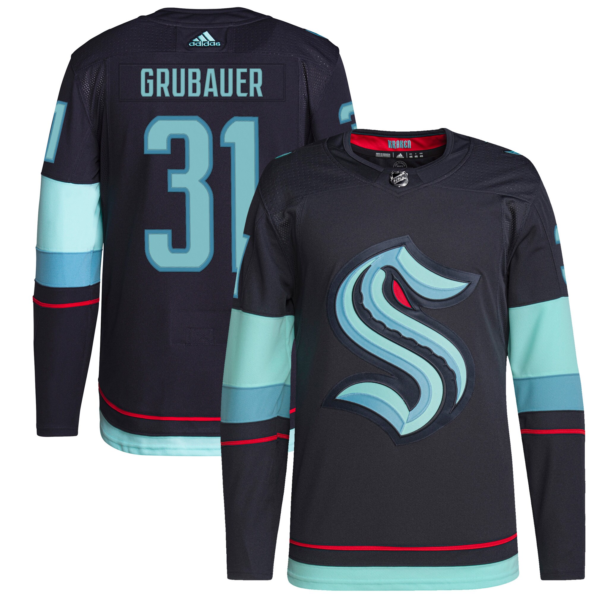 Philipp Grubauer Seattle Kraken  Home Authentic Primegreen Player Jersey - Navy