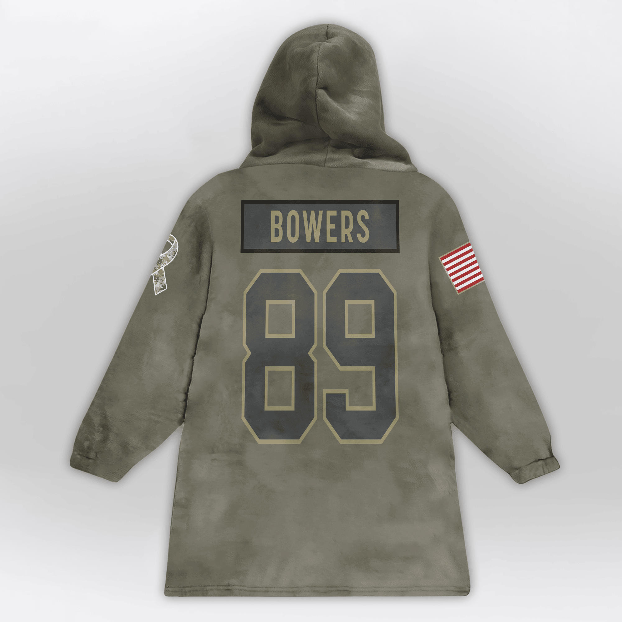 Kid B.B 89 Las Vegas Football Blanket Hoodie – Olive Salute to Service