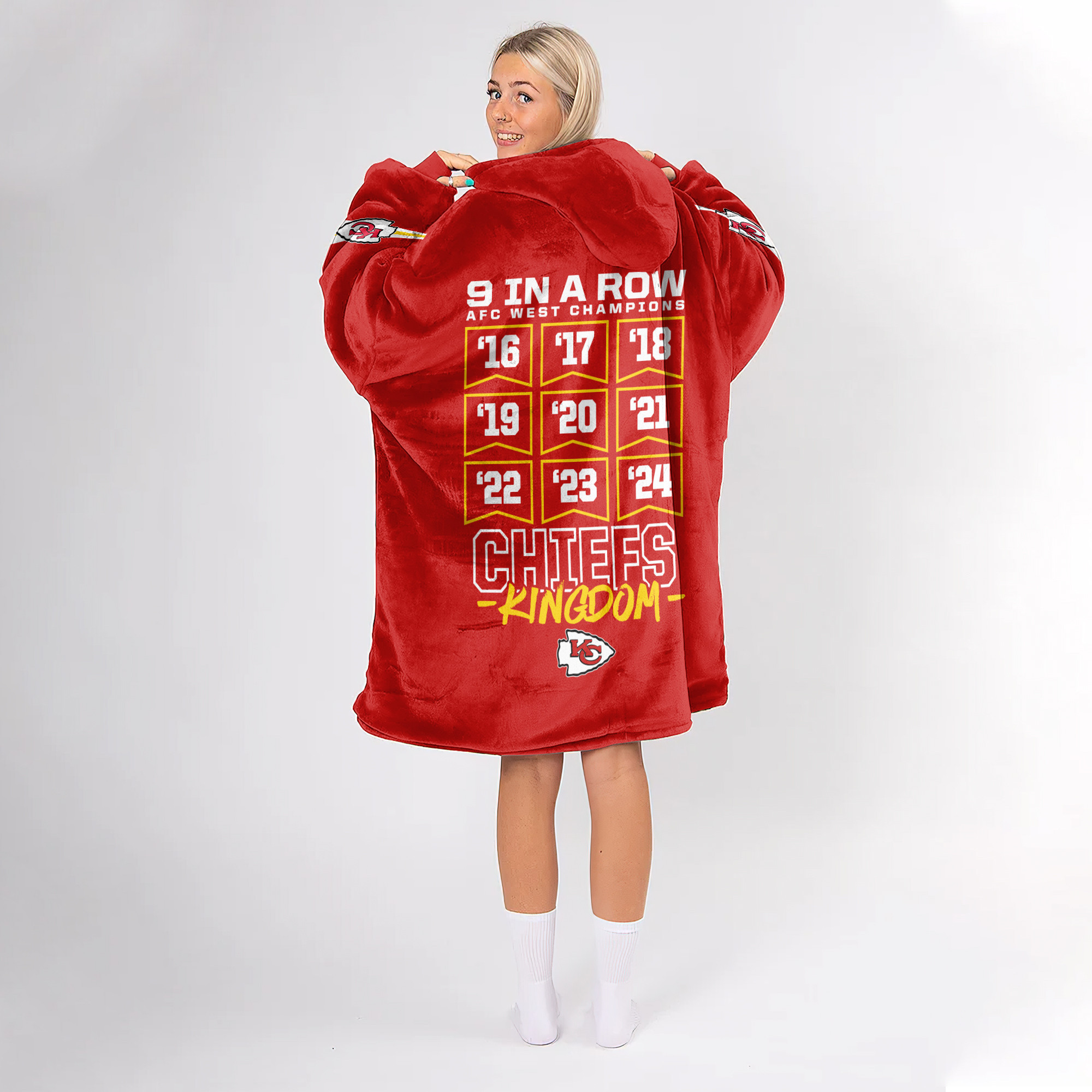 Adult 2024 Kansas City Football Unisex Blanket Hoodie