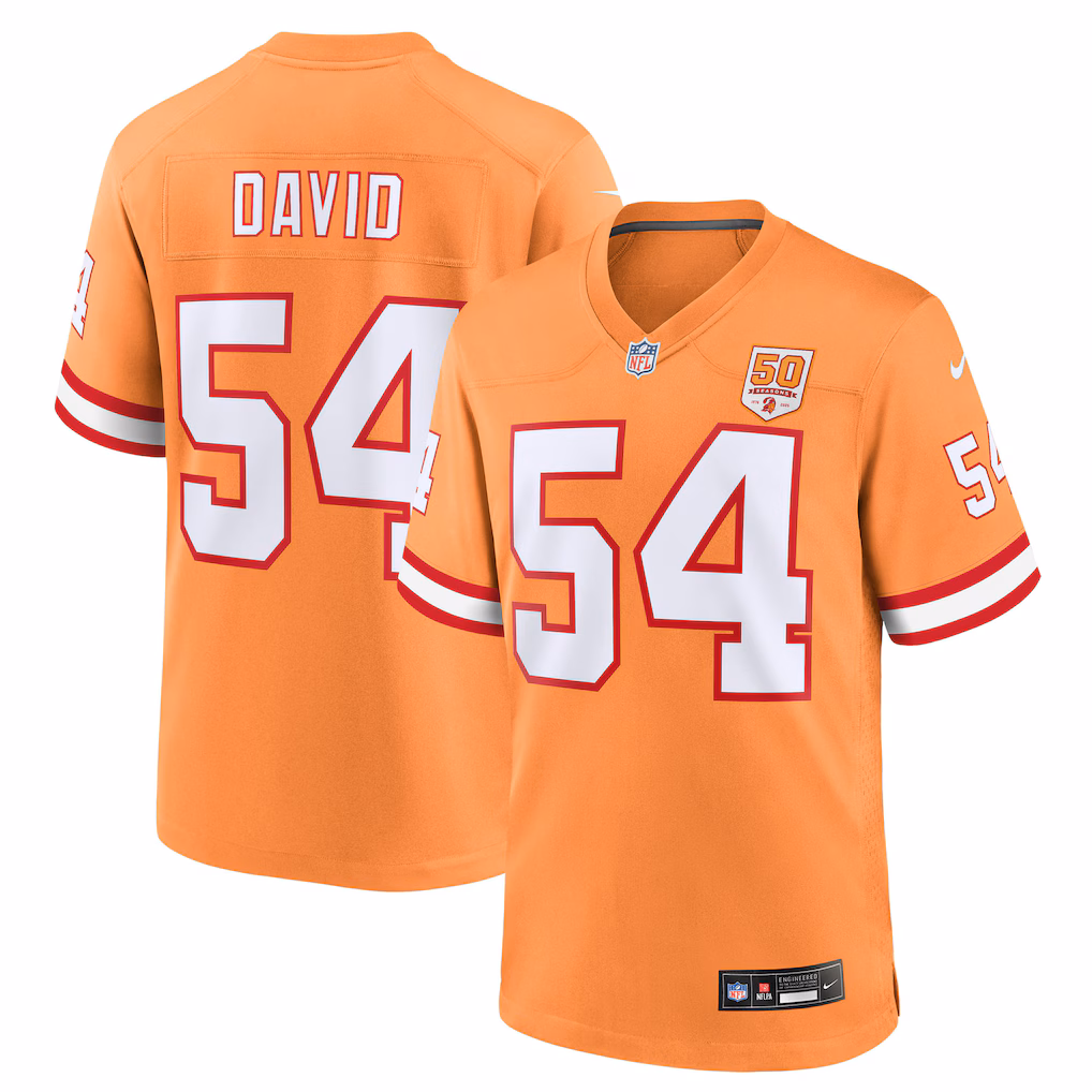 Lavonte David #54 Tampa Bay Buccaneers 50th Season Game Jersey - Creamsicle