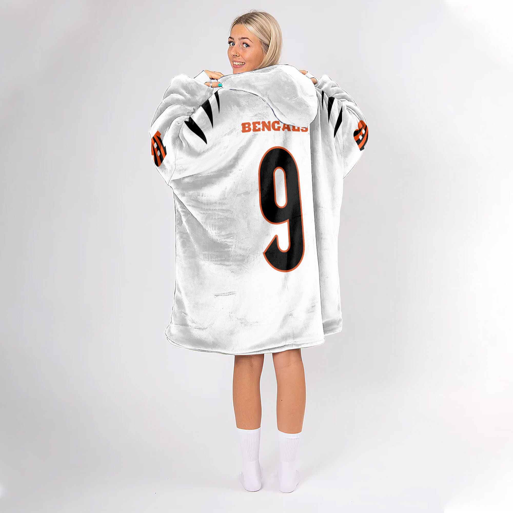 Adult 9 Cincinnati Football Unisex Blanket Hoodie