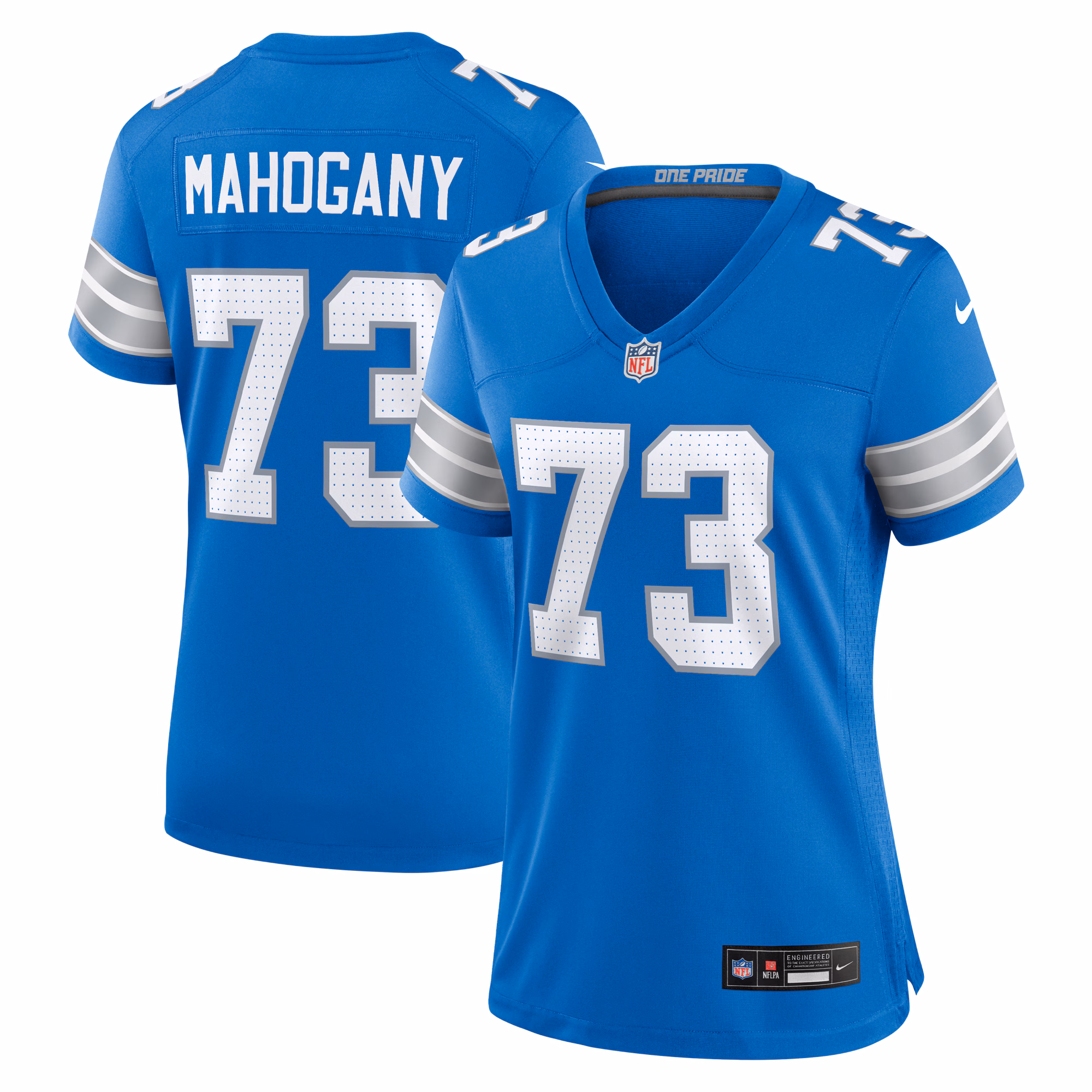 Christian Mahogany Detroit Lions Women's Team Game Jersey -  Blue