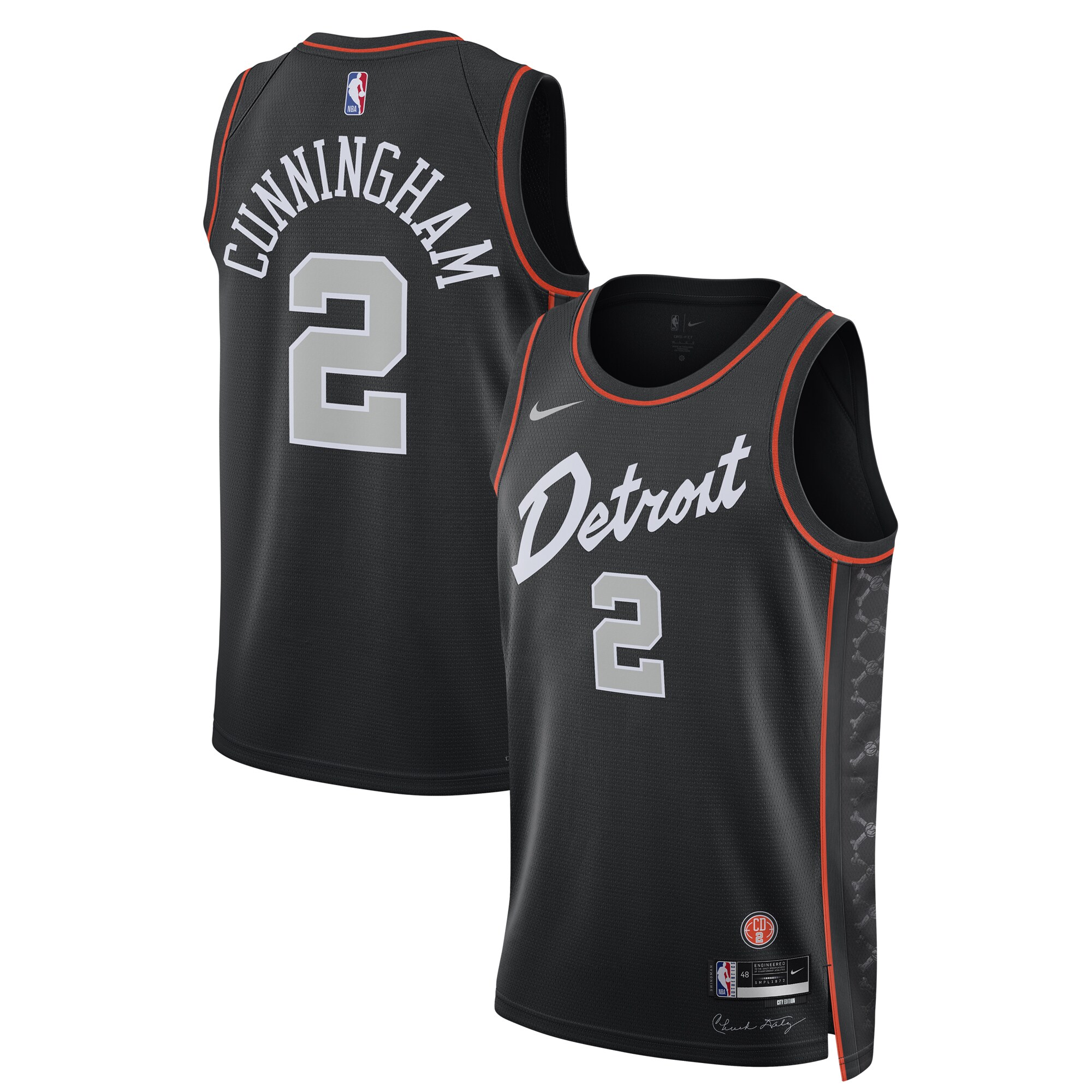 Unisex Detroit Pistons Cade Cunningham  Black 2023/24 Swingman Jersey - City Edition