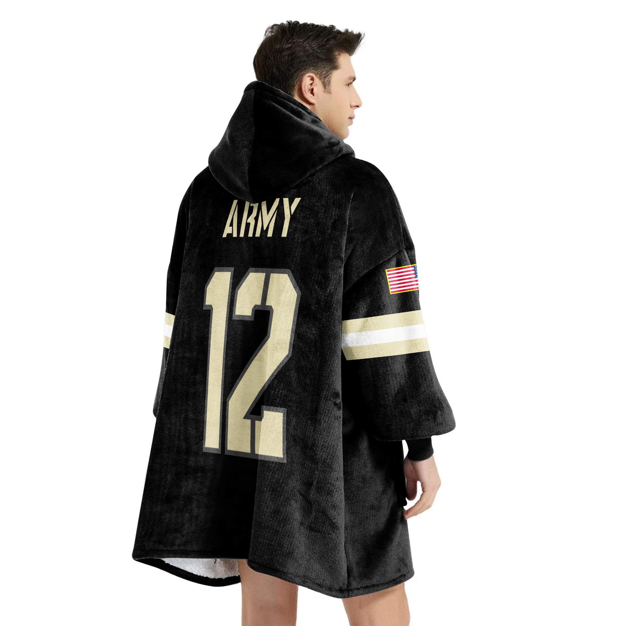 Adult #12 Army Football Unisex Blanket Hoodie