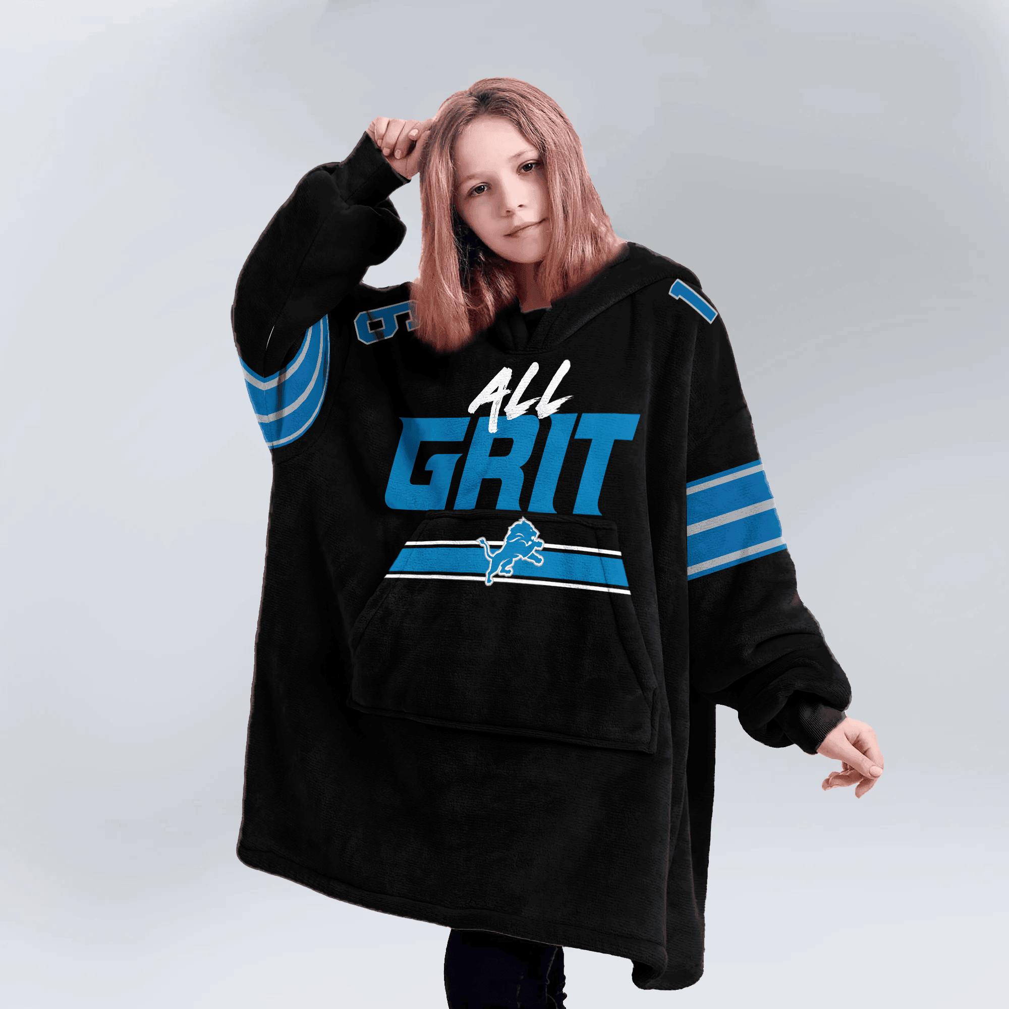 Kid All Grit J.G 16 Detroit Football Unisex Blanket Hoodie