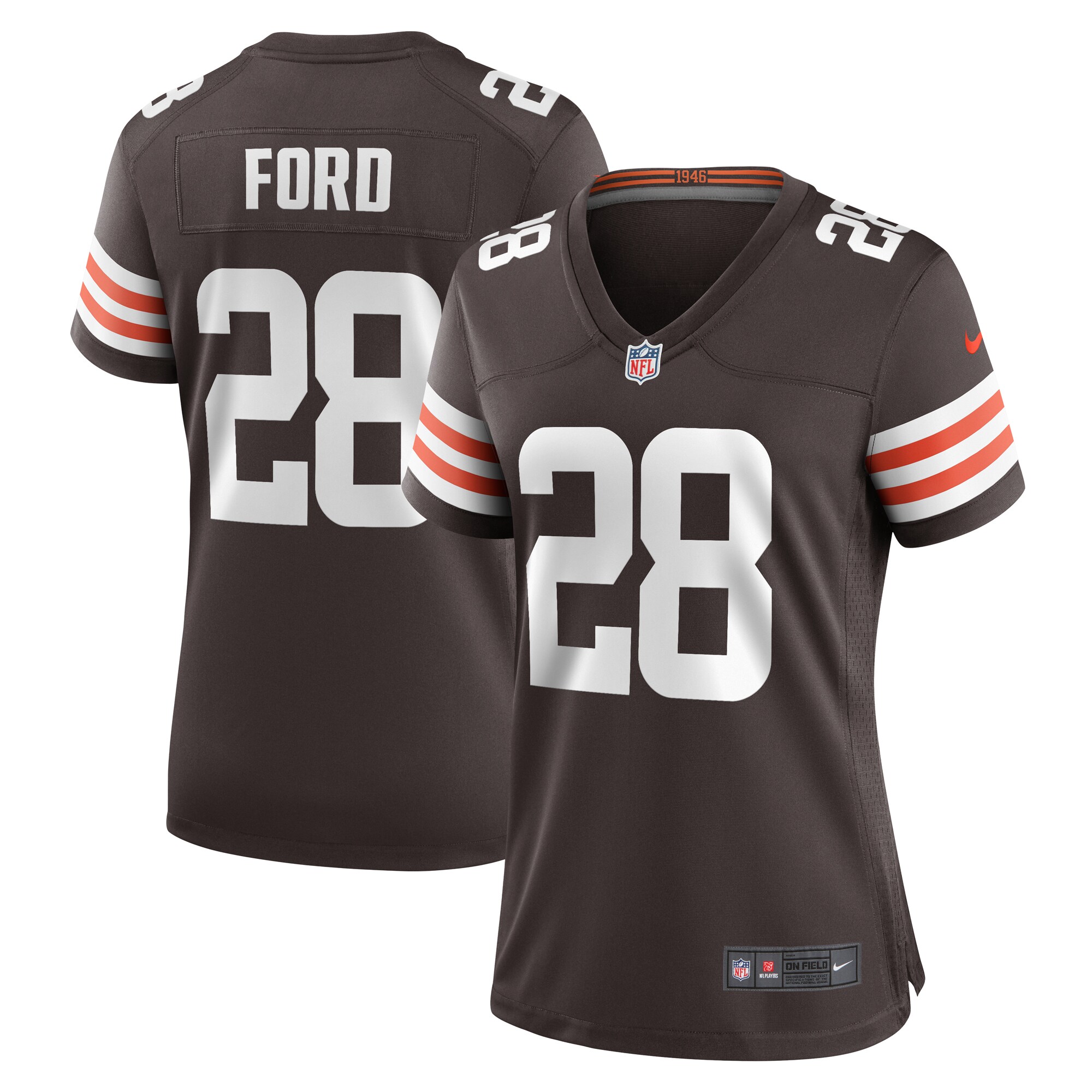 Mike Ford Cleveland Browns Women's Team Game Jersey -  Brown