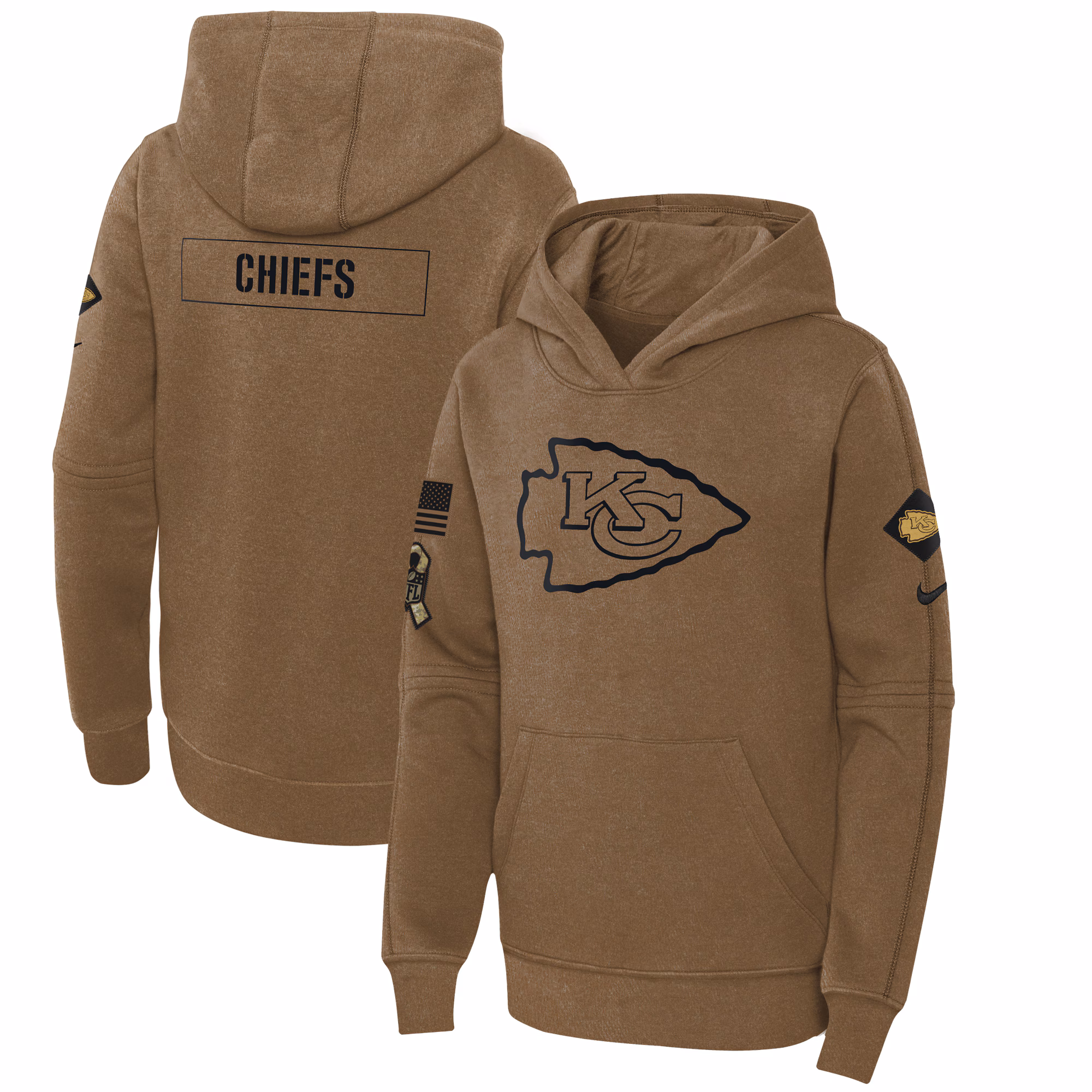 Kansas City Chiefs Women's 2023 Salute to Service Club Fleece Pullover Hoodie - Brown