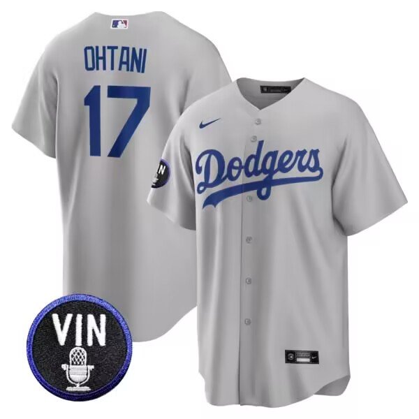 Men's Los Angeles Dodgers #17 Shohei Ohtani  Gray MLB Cool Base Jersey