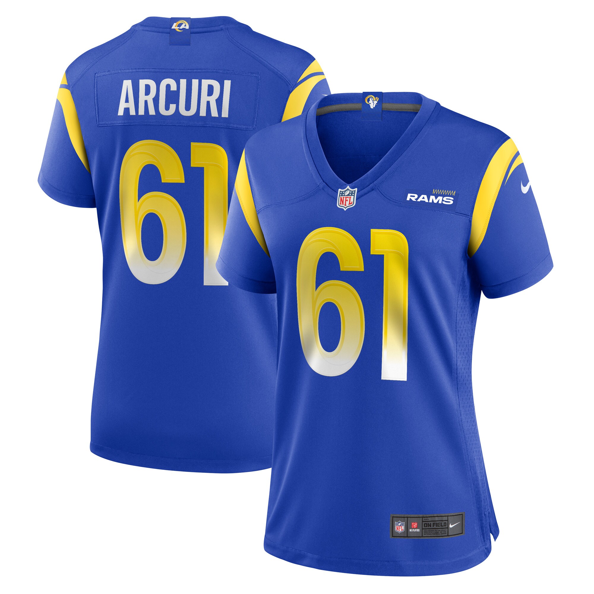 AJ Arcuri Los Angeles Rams  Women's Game Player Jersey - Royal