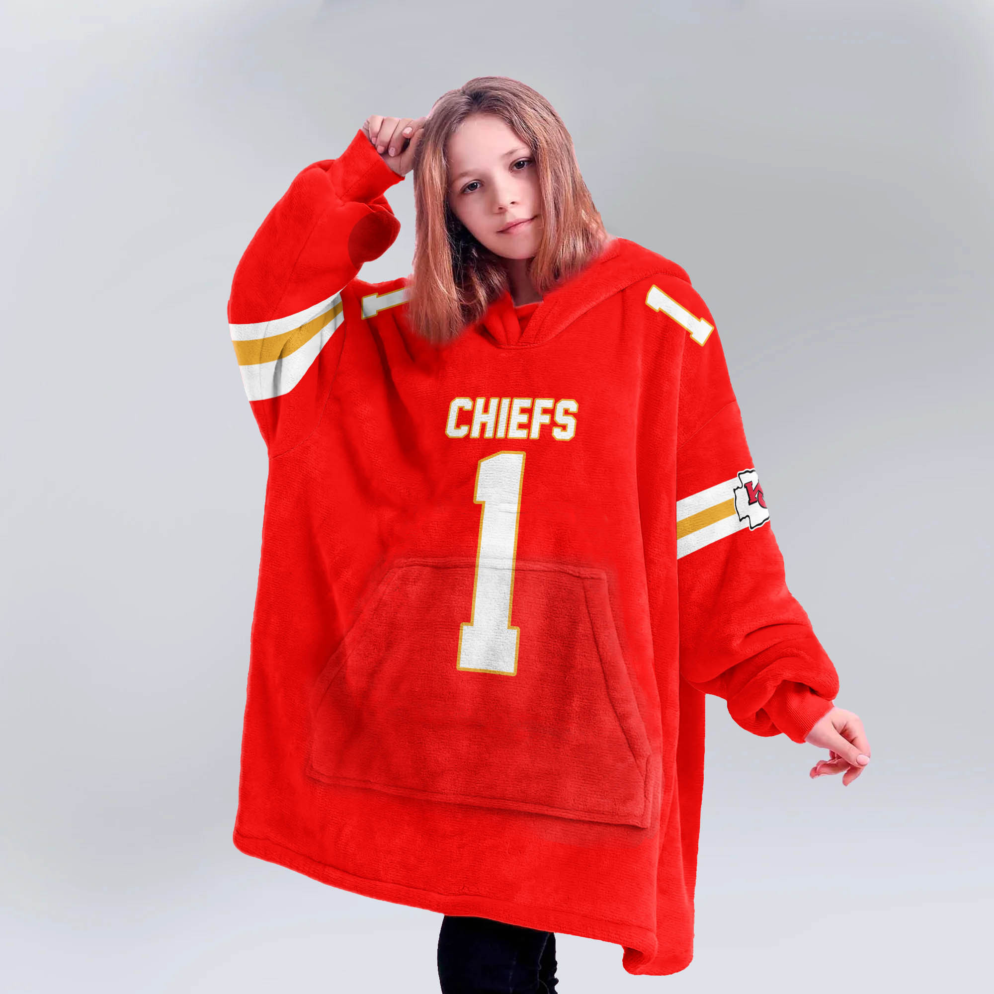 Adult 1 Kansas City Football Unisex Blanket Hoodie