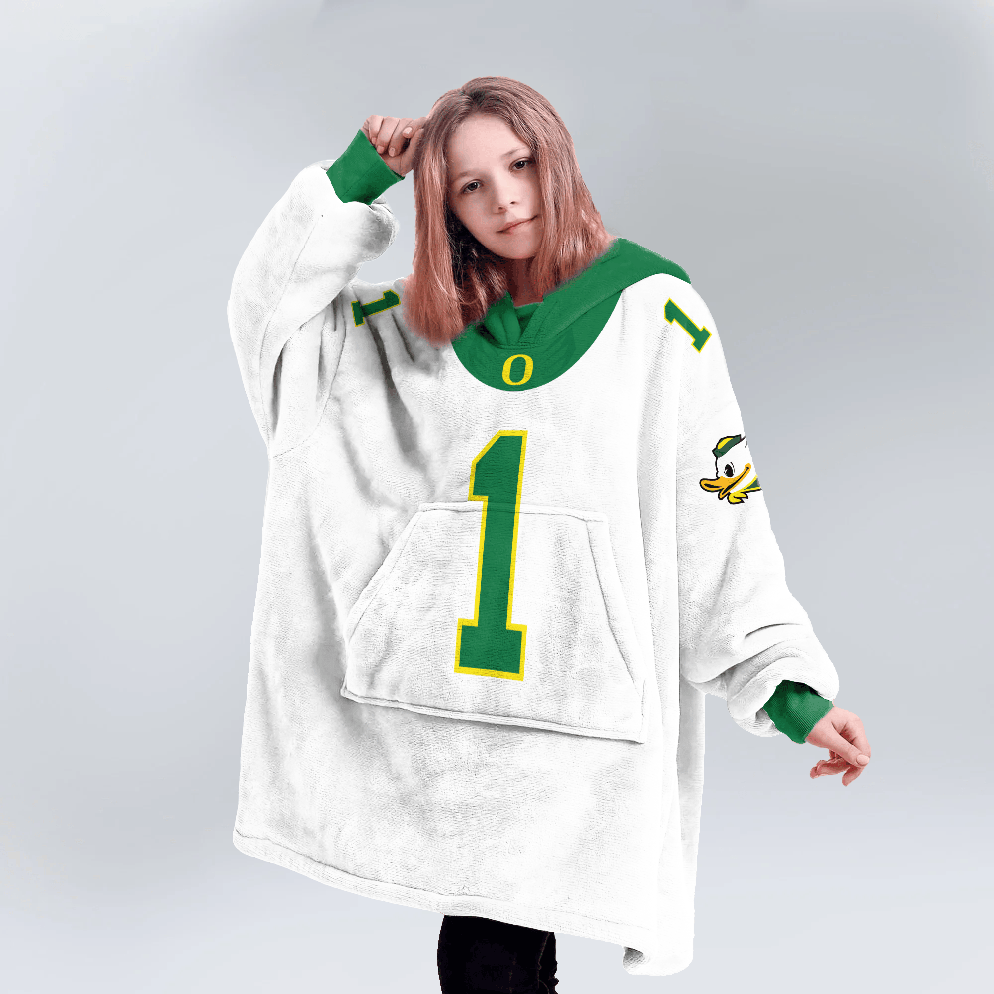 Kid #1 Oregon Football Unisex Blanket Hoodie