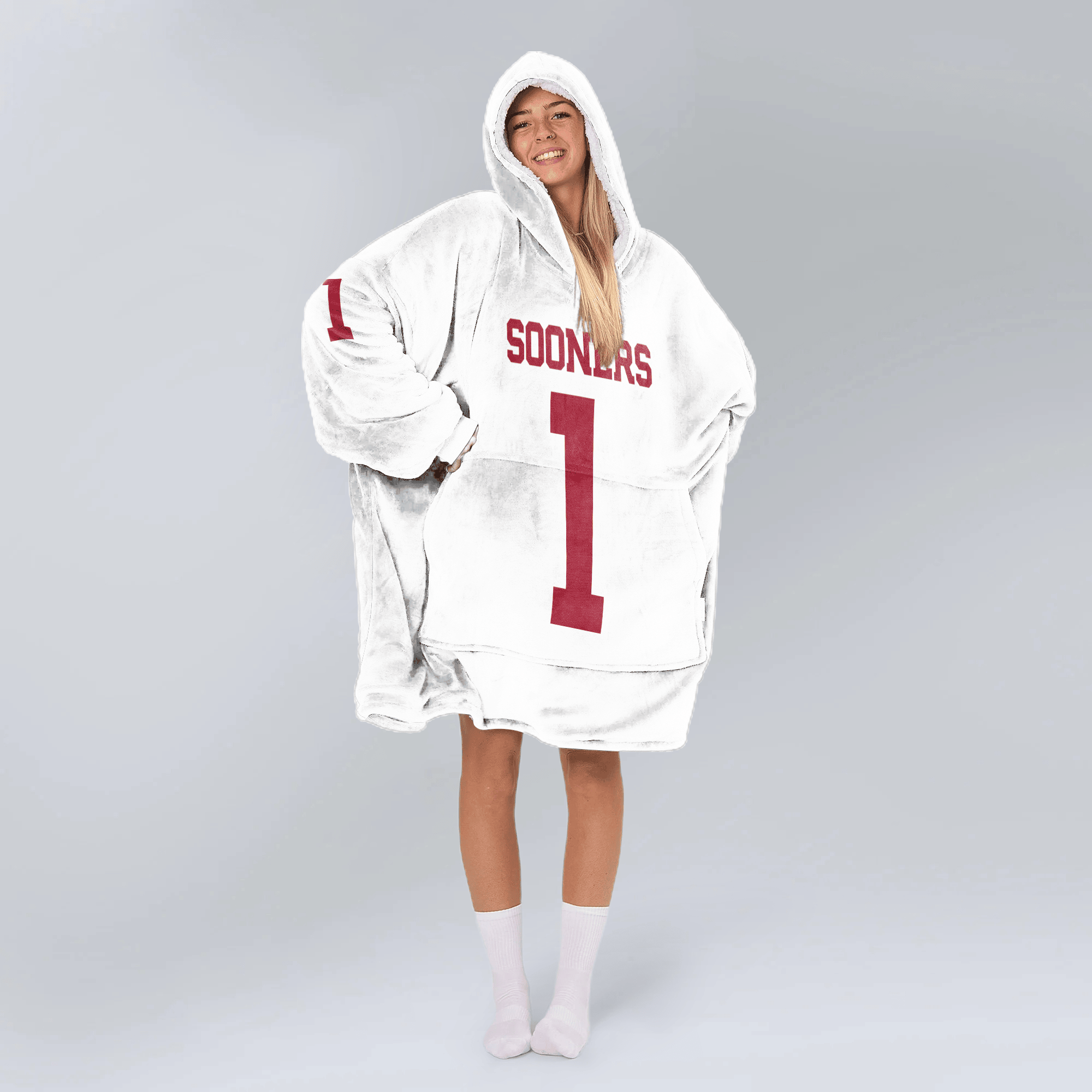 Adult #1 Oklahoma Football Unisex Blanket Hoodie
