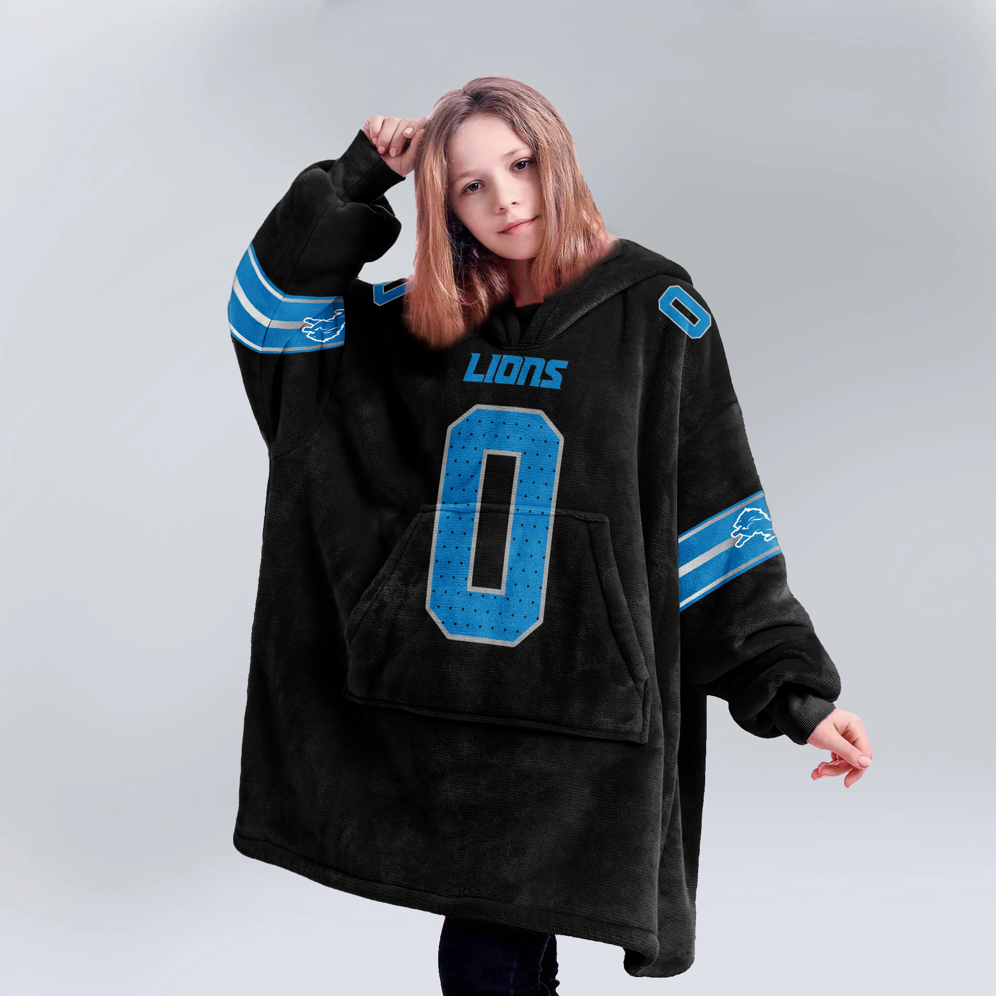Kid 0 Detroit Football Unisex Blanket Hoodie