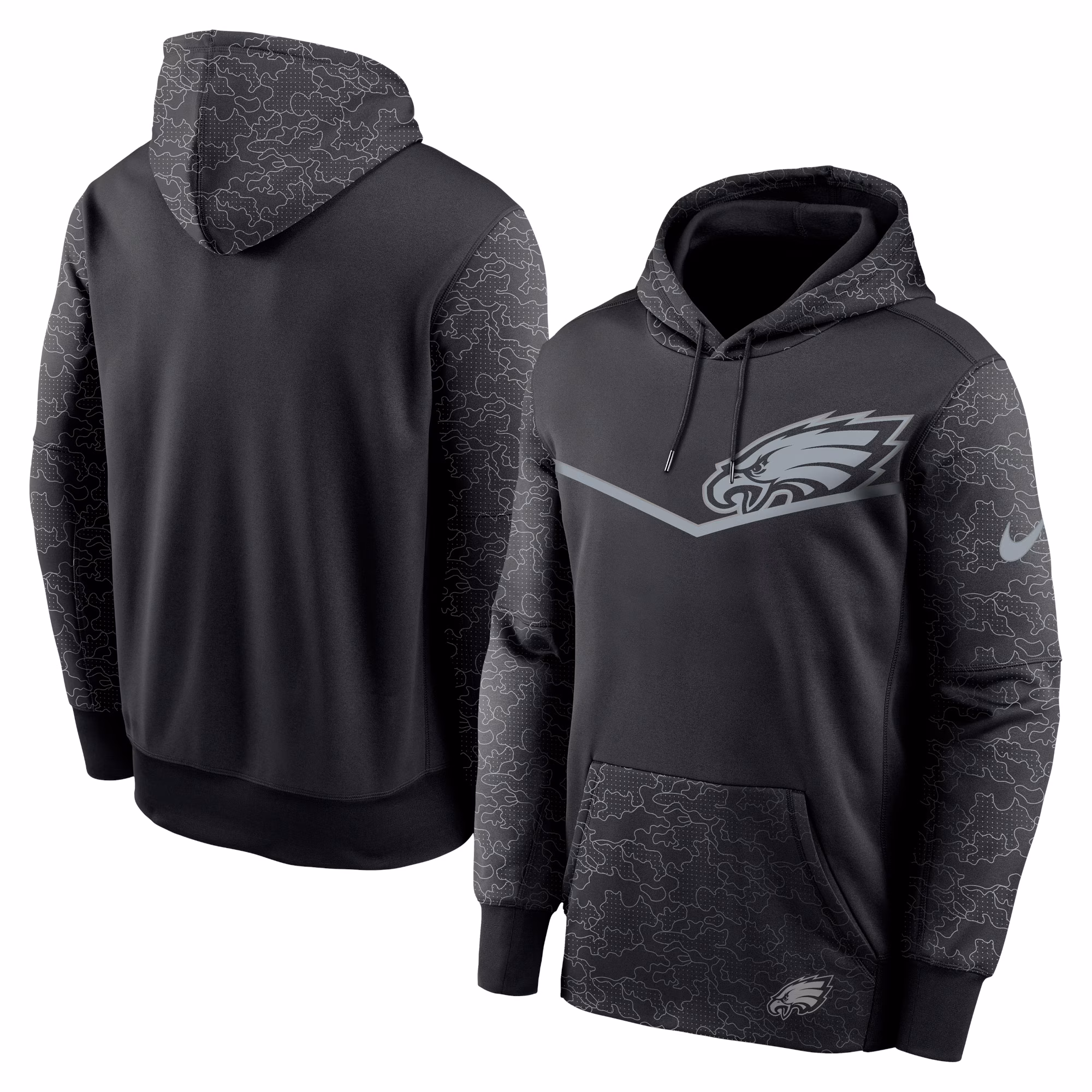 Philadelphia Eagles RFLCTV Chevron Pullover Hoodie - Black
