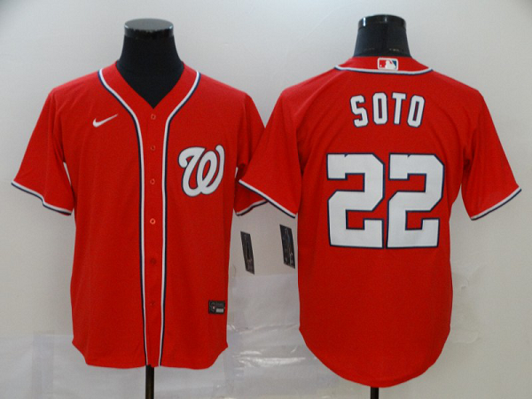 Men's Washington Nationals #22 Juan Soto Red Stitched MLB Cool Base  Jersey