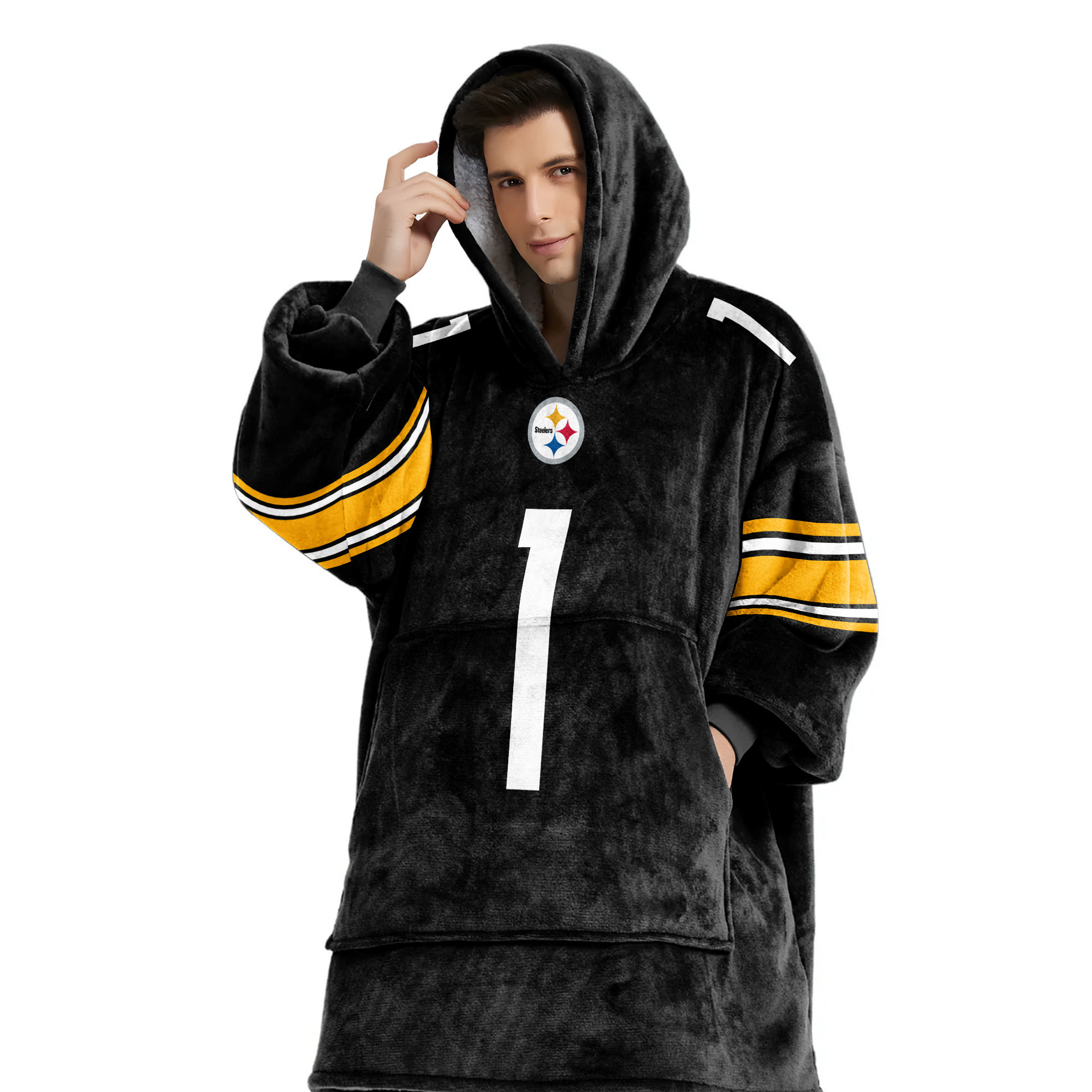 Adult S.D 1 Pittsburgh Football Unisex Blanket Hoodie