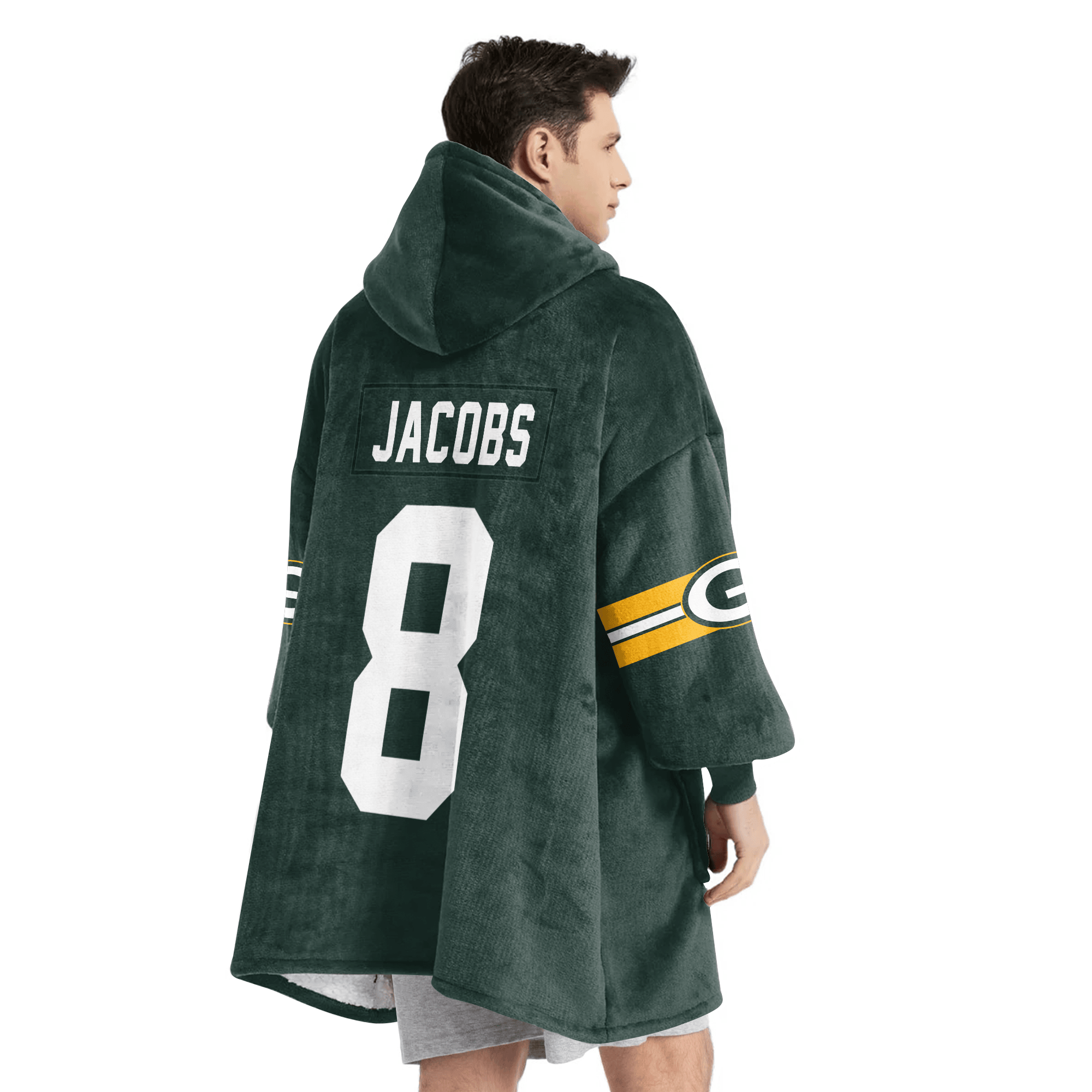 Adult J.J 8 Captain Green Bay Football Unisex Blanket Hoodie