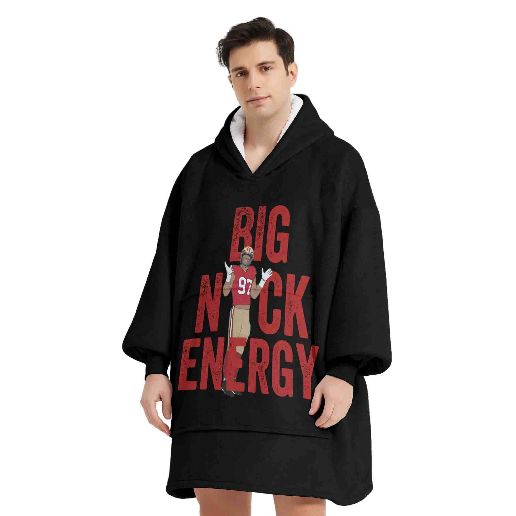 Adult Big Nick Energy San Francisco 49ers Football Unisex Blanket Hoodie