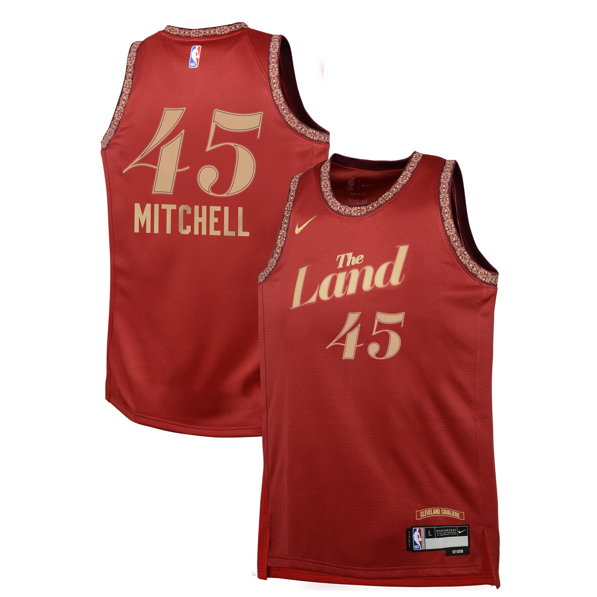 Youth Cleveland Cavaliers Donovan Mitchell  Wine 2023/24 Swingman Replica Jersey - City Edition