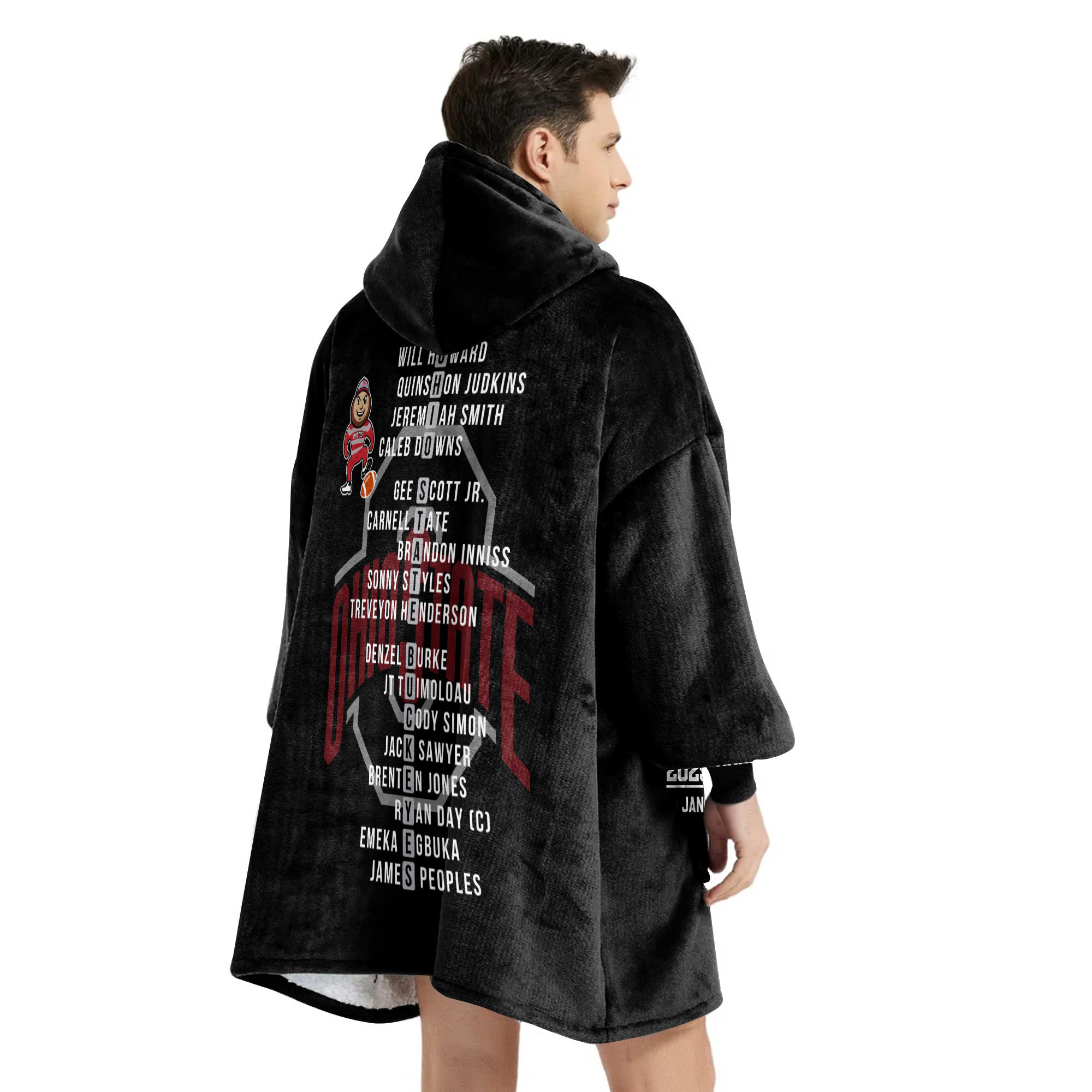Adult Champions Ohio State Football Unisex Blanket Hoodie