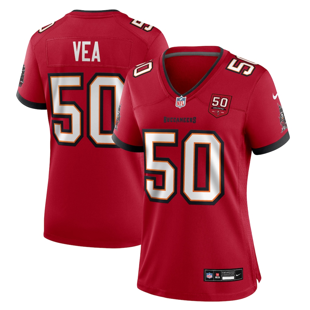 Vita Vea #50  Tampa Bay Buccaneers Women's 50th Season Team Game Jersey - Red
