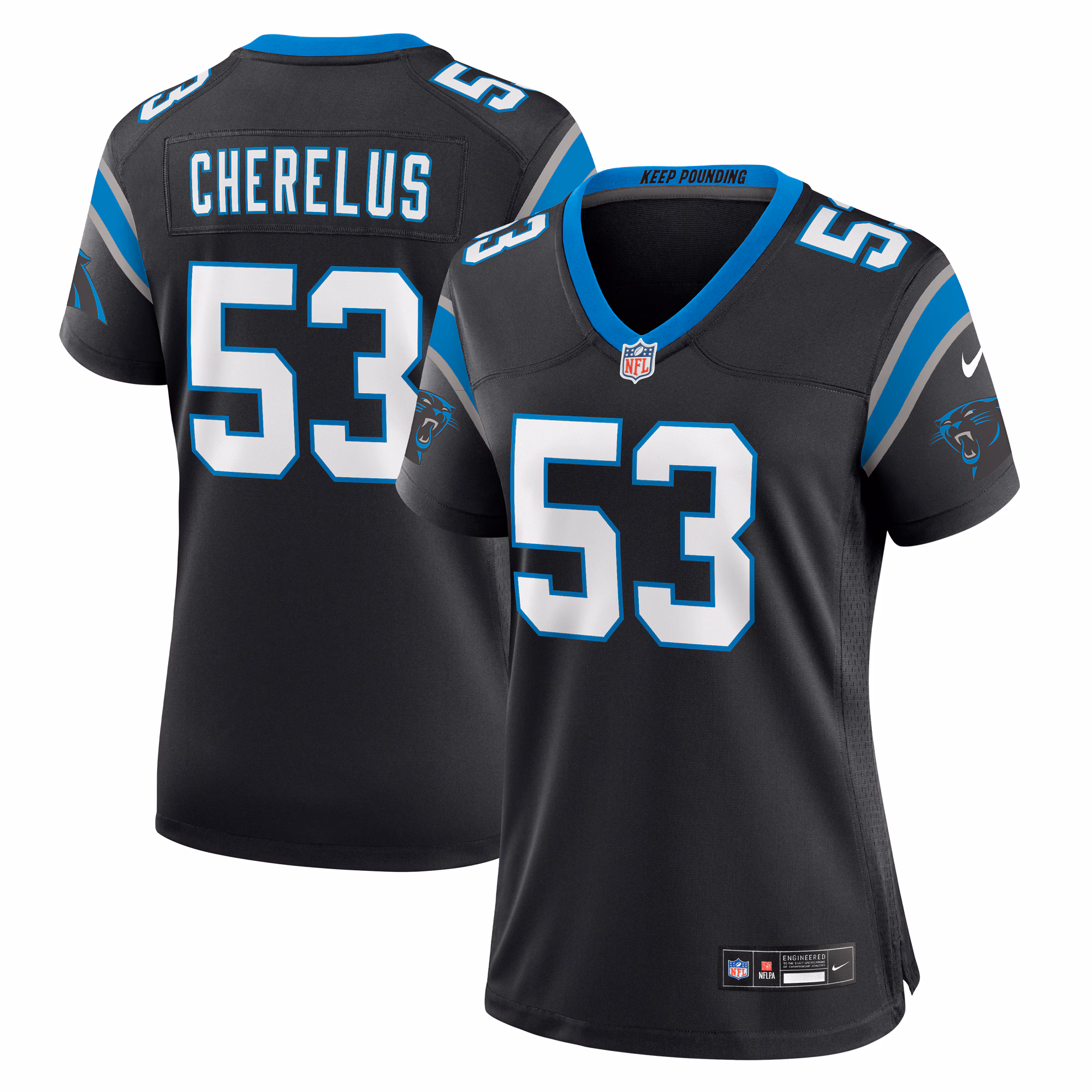 Claudin Cherelus Carolina Panthers Women's Team Game Jersey -  Black