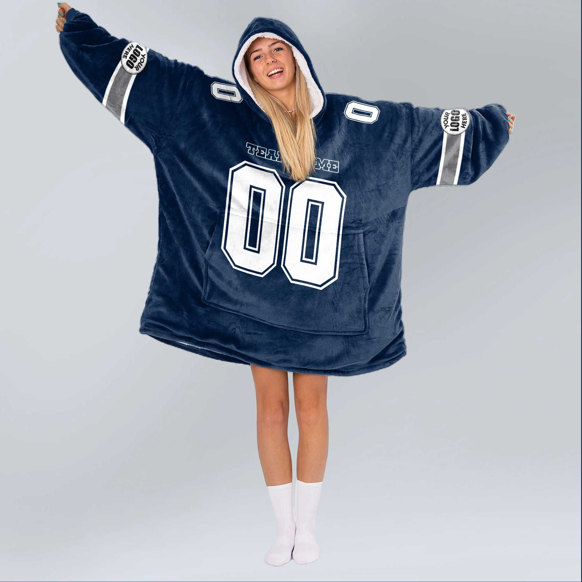 Adult Custom Blanket Hoodie Dallas Inspired Color