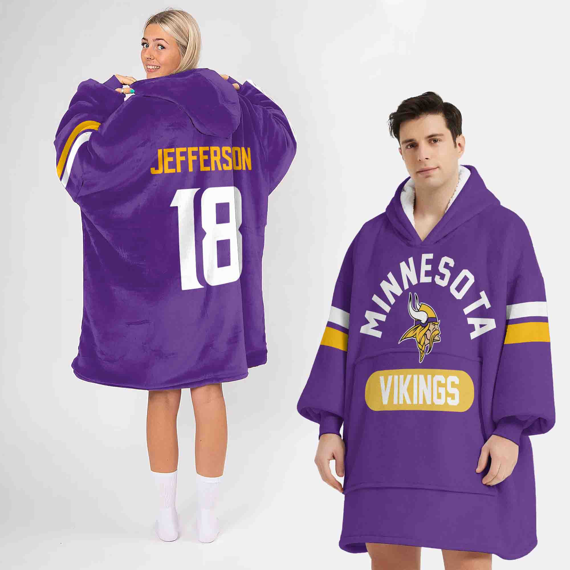 Adult JJ 18 Minnesota Football Unisex Blanket Hoodie