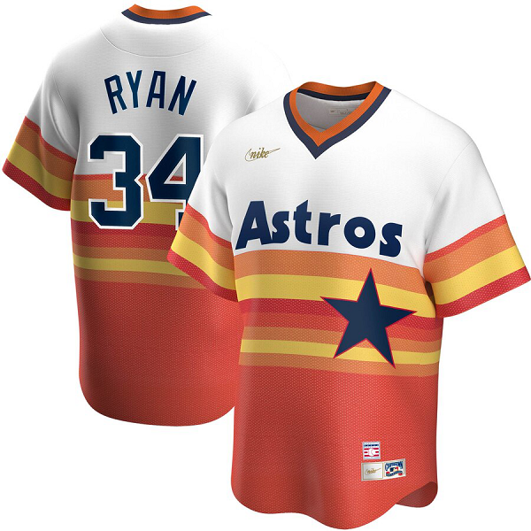 Men's  Houston Astros #34 Nolan RyanHome Cooperstown Collection Player White MLB Jersey