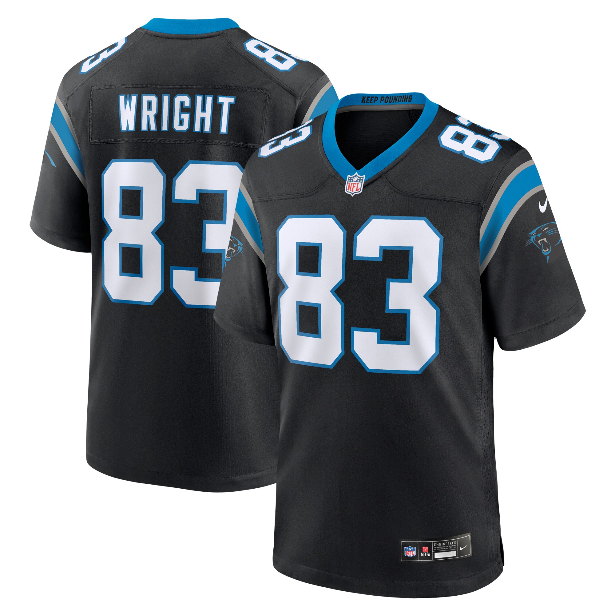 Derek Wright Carolina Panthers  Team Game Jersey - Black