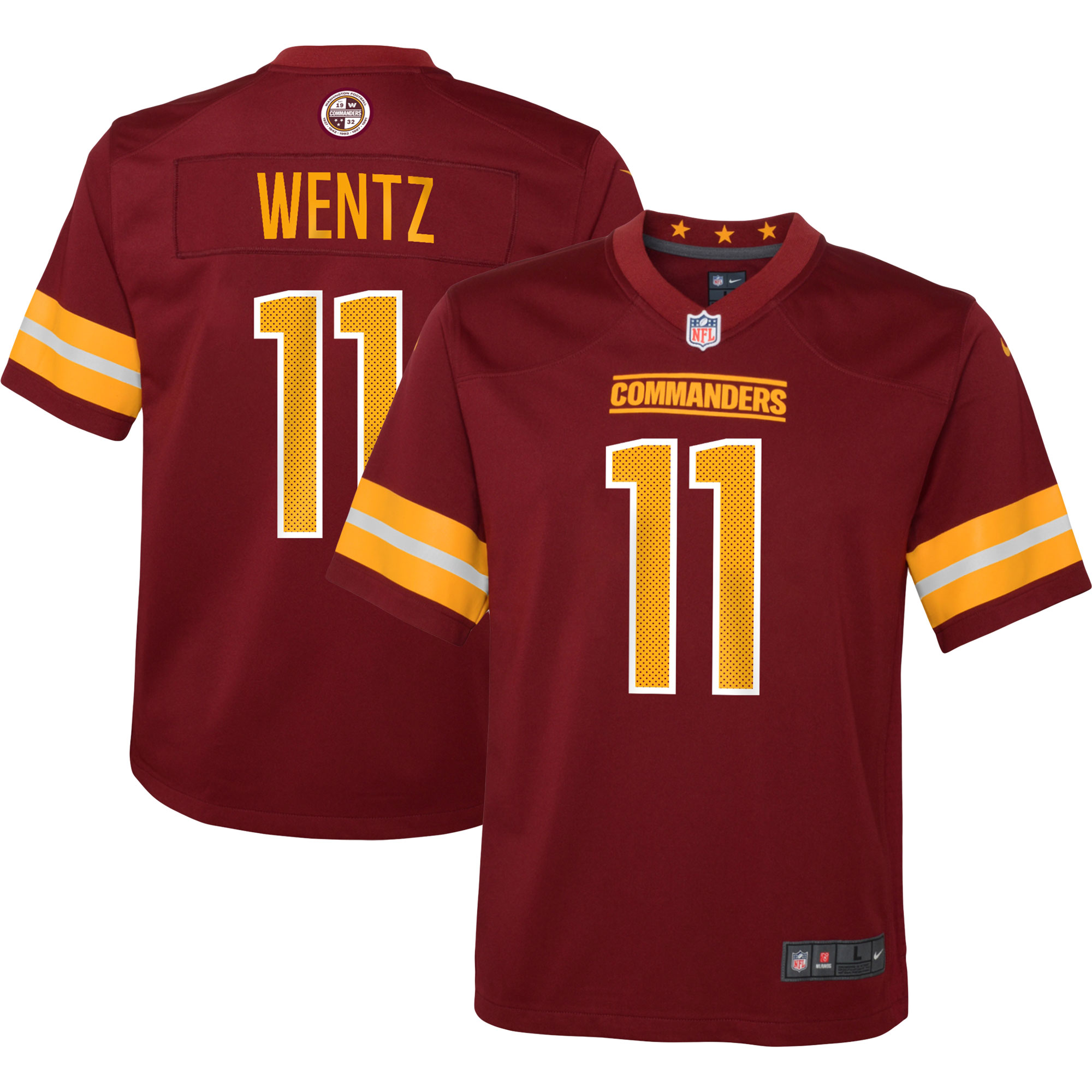 Carson Wentz Washington Commanders  Youth Game Jersey - Burgundy