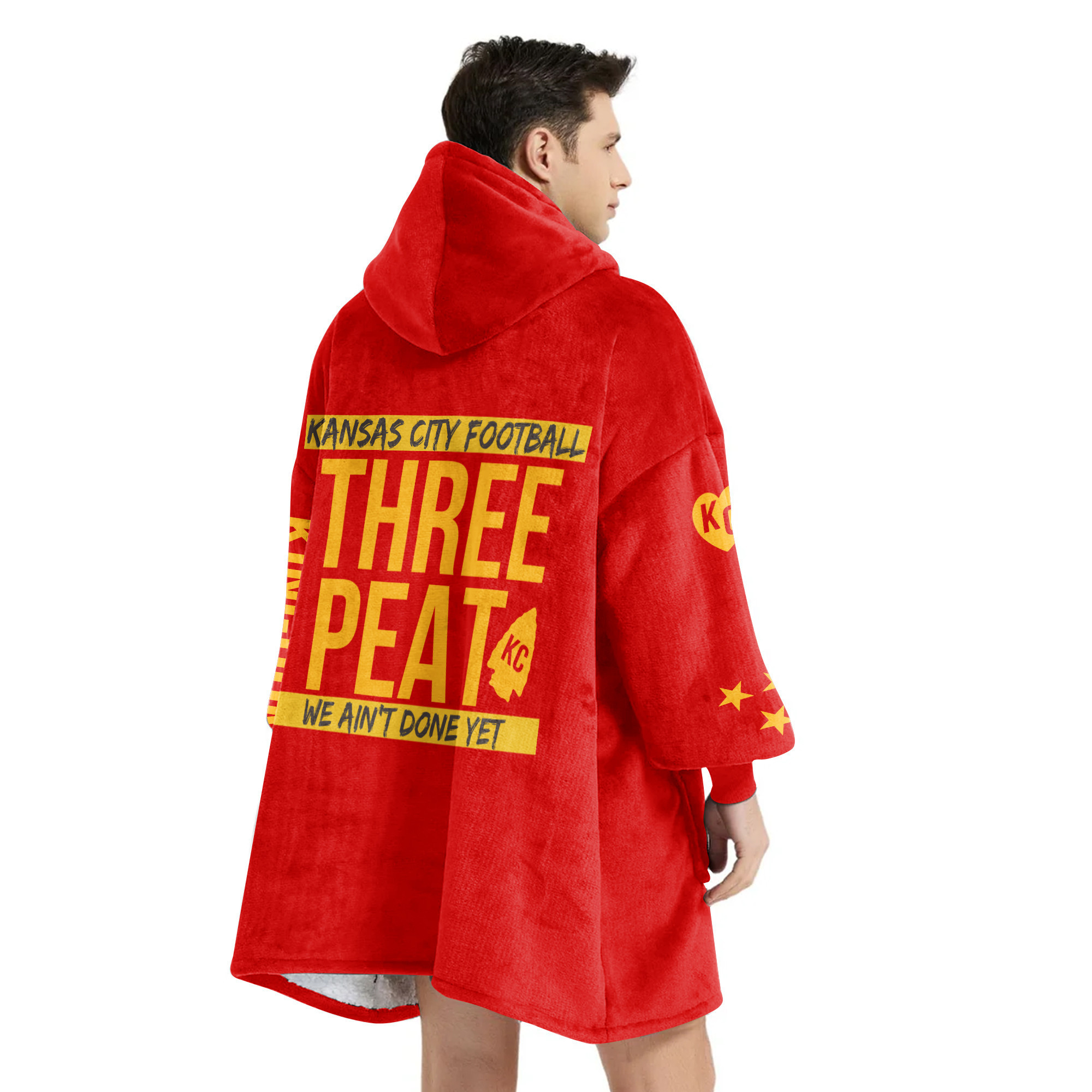 Adult 3 Peat Kansas City Football Unisex Blanket Hoodie