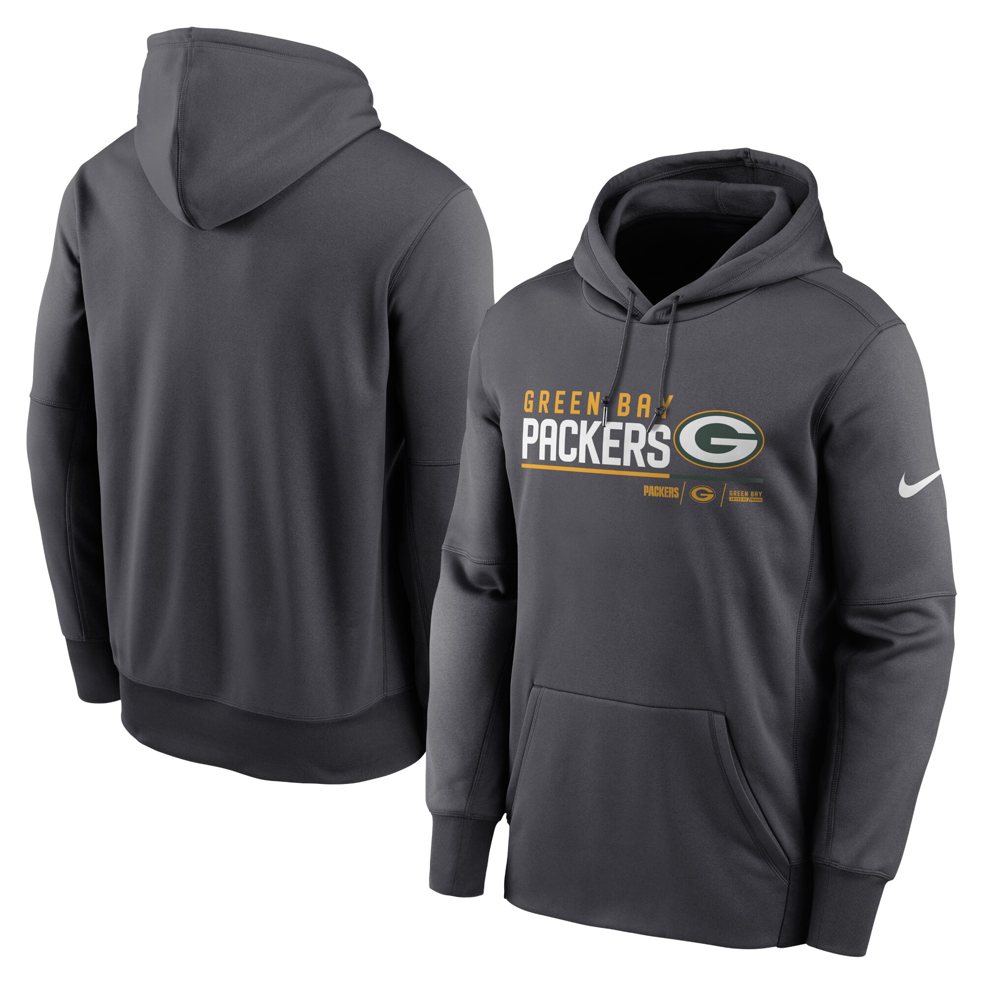 Green Bay Packers Prime Logo Name Split Pullover Hoodie - Anthracite