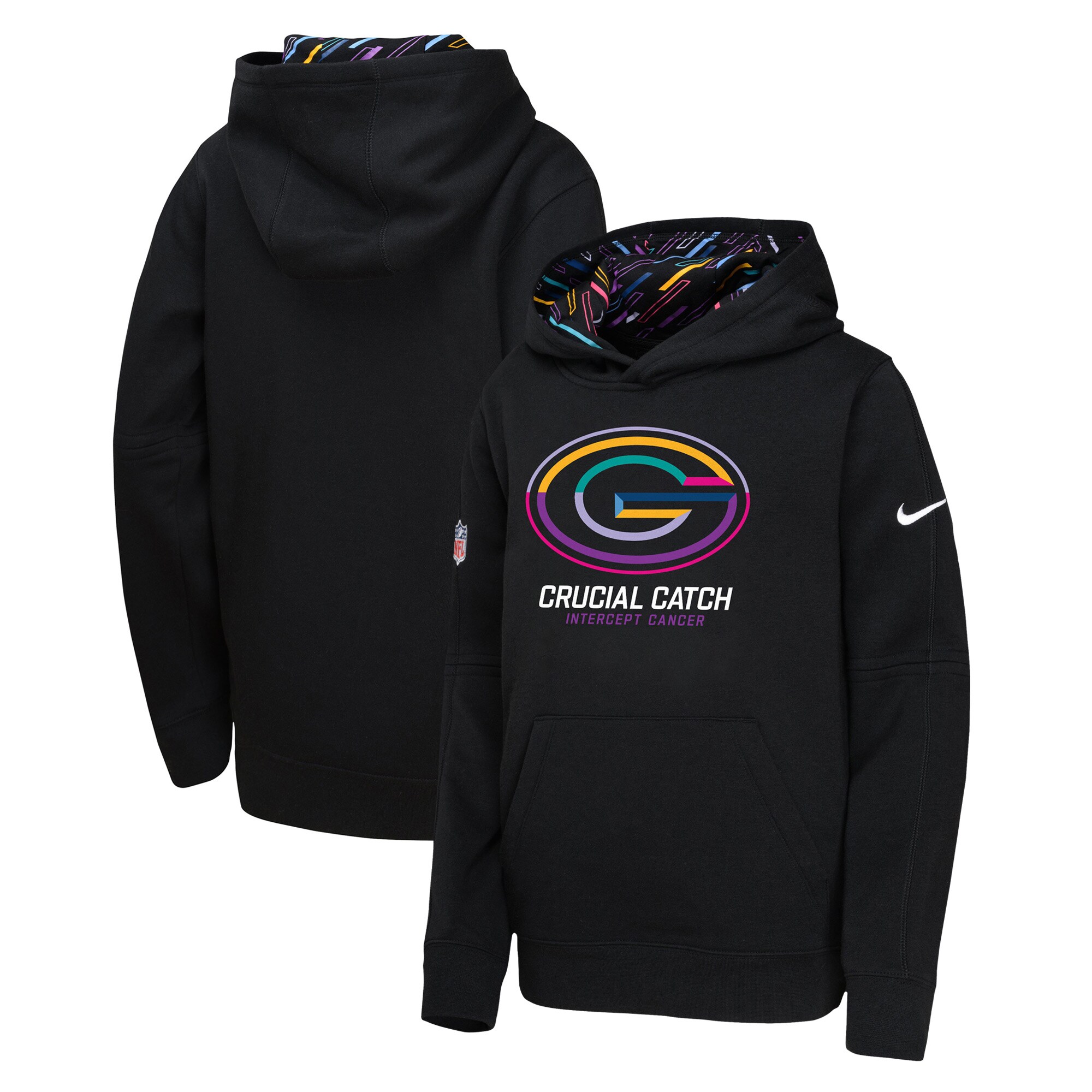Green Bay Packers Youth 2024 NFL Crucial Catch Pullover Hoodie - Black