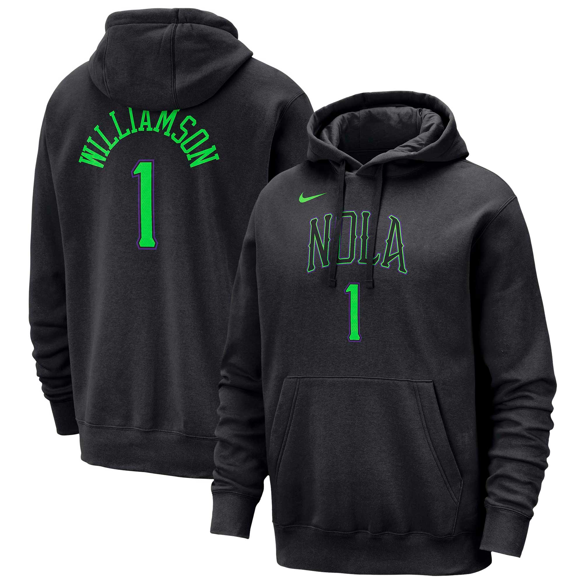 Men's New Orleans Pelicans Zion Williamson  Black 2023/24 City Edition Name & Number Pullover Hoodie