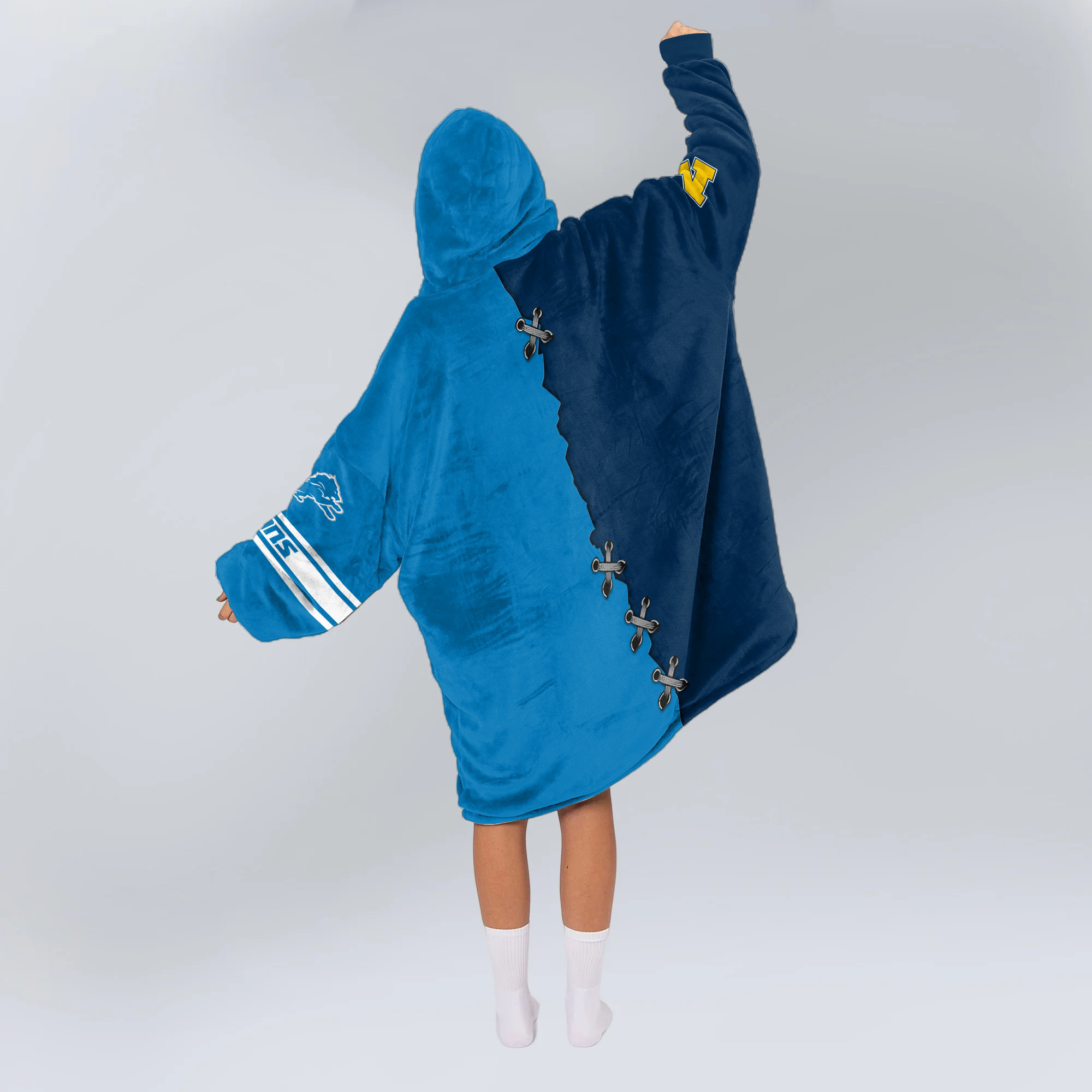 Adult Michigan Wolverines Detroit Football Unisex Blanket Hoodie