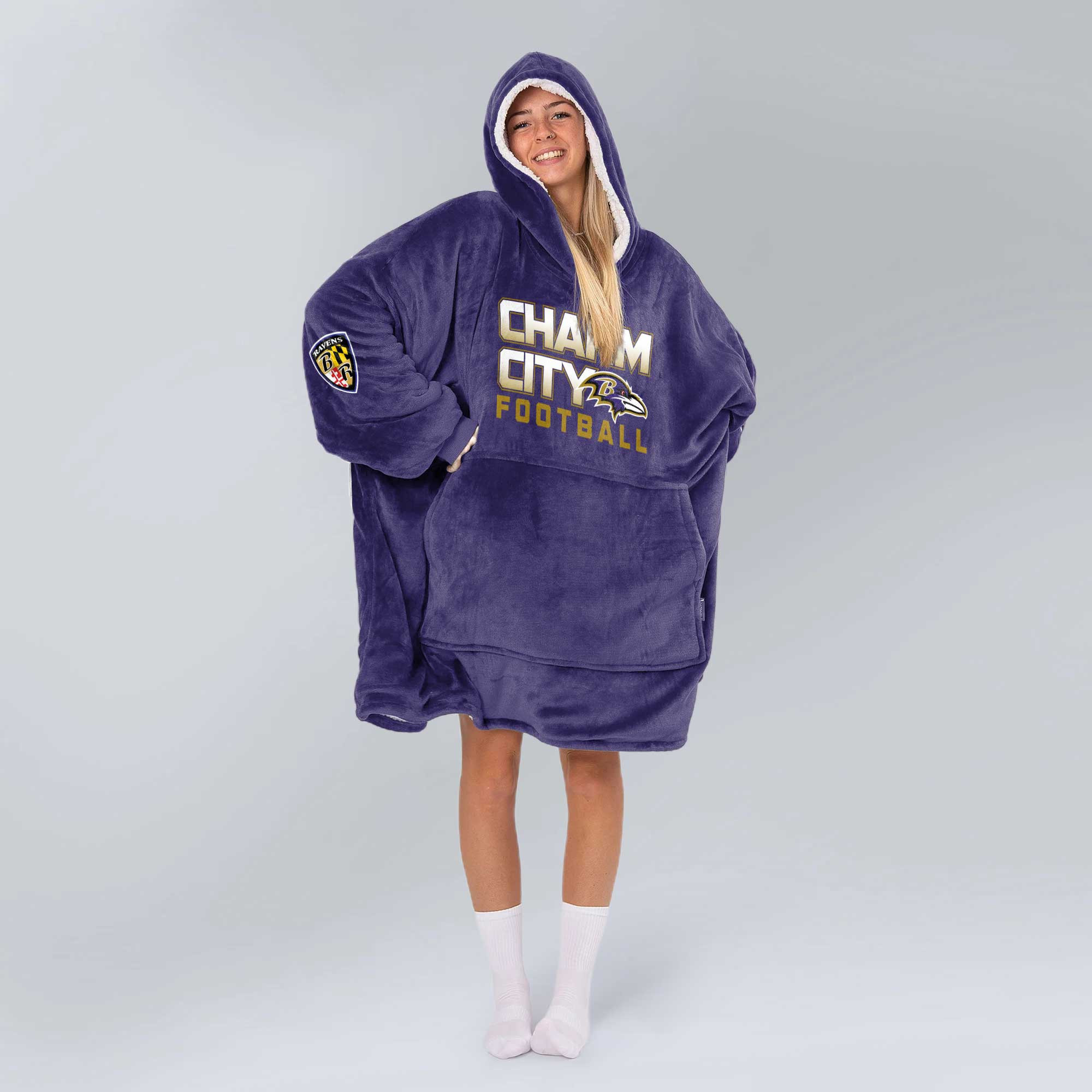 Adult 8 Baltimore Football Unisex Blanket Hoodie
