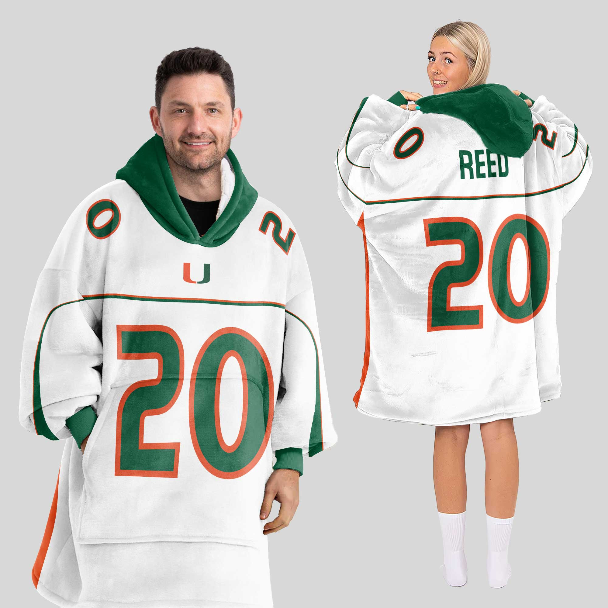 Adult 20 Miami Football Unisex Blanket Hoodie