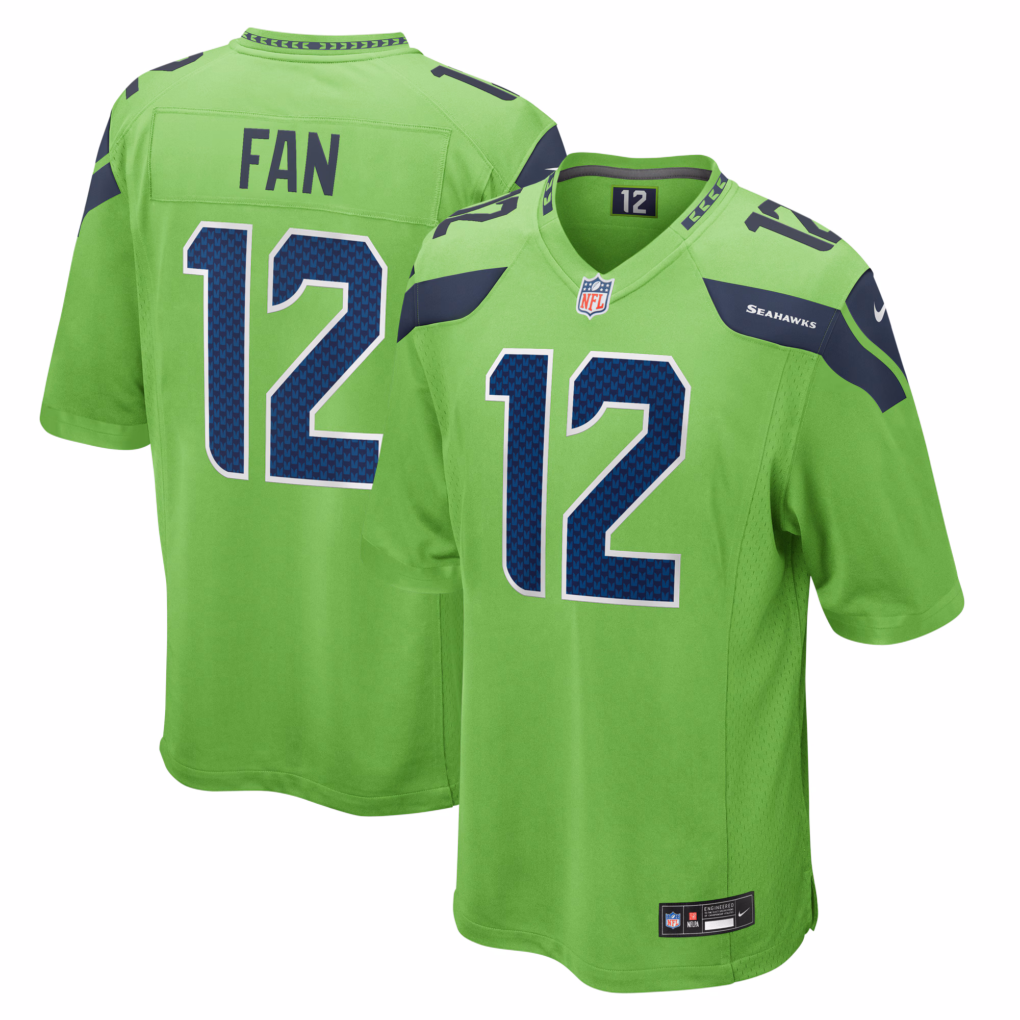 12s Seattle Seahawks  Game Jersey - Neon Green