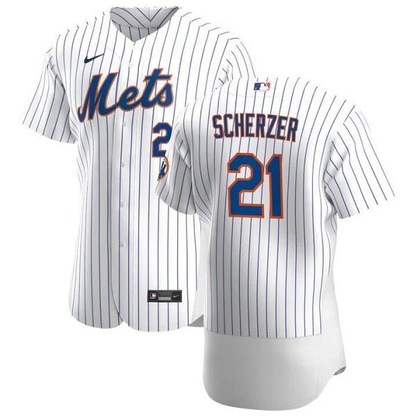 Men's New York Mets #21 Max Scherzer  White Alternate Team Jersey