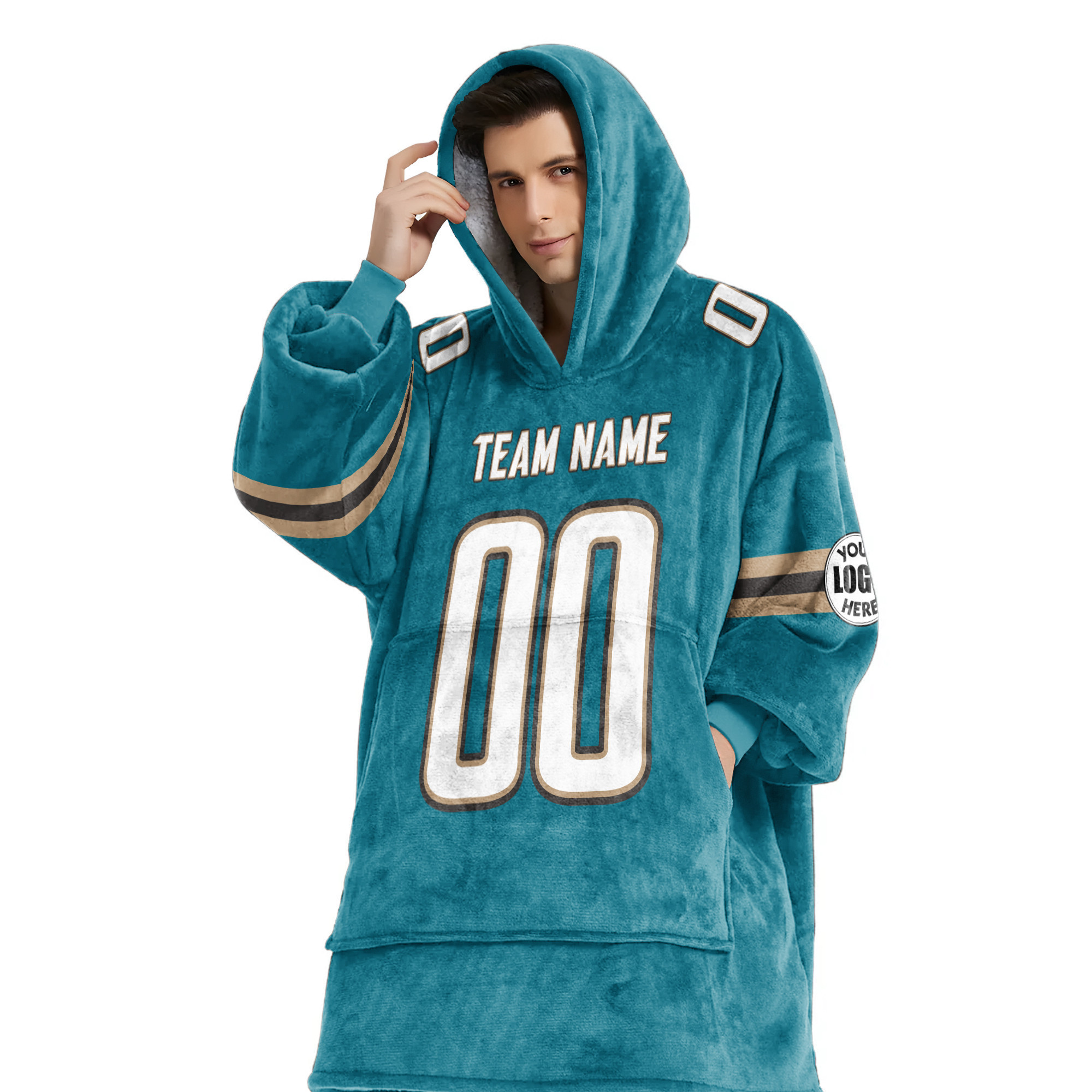 Adult Custom Blanket Hoodie Jacksonville Inspired Color