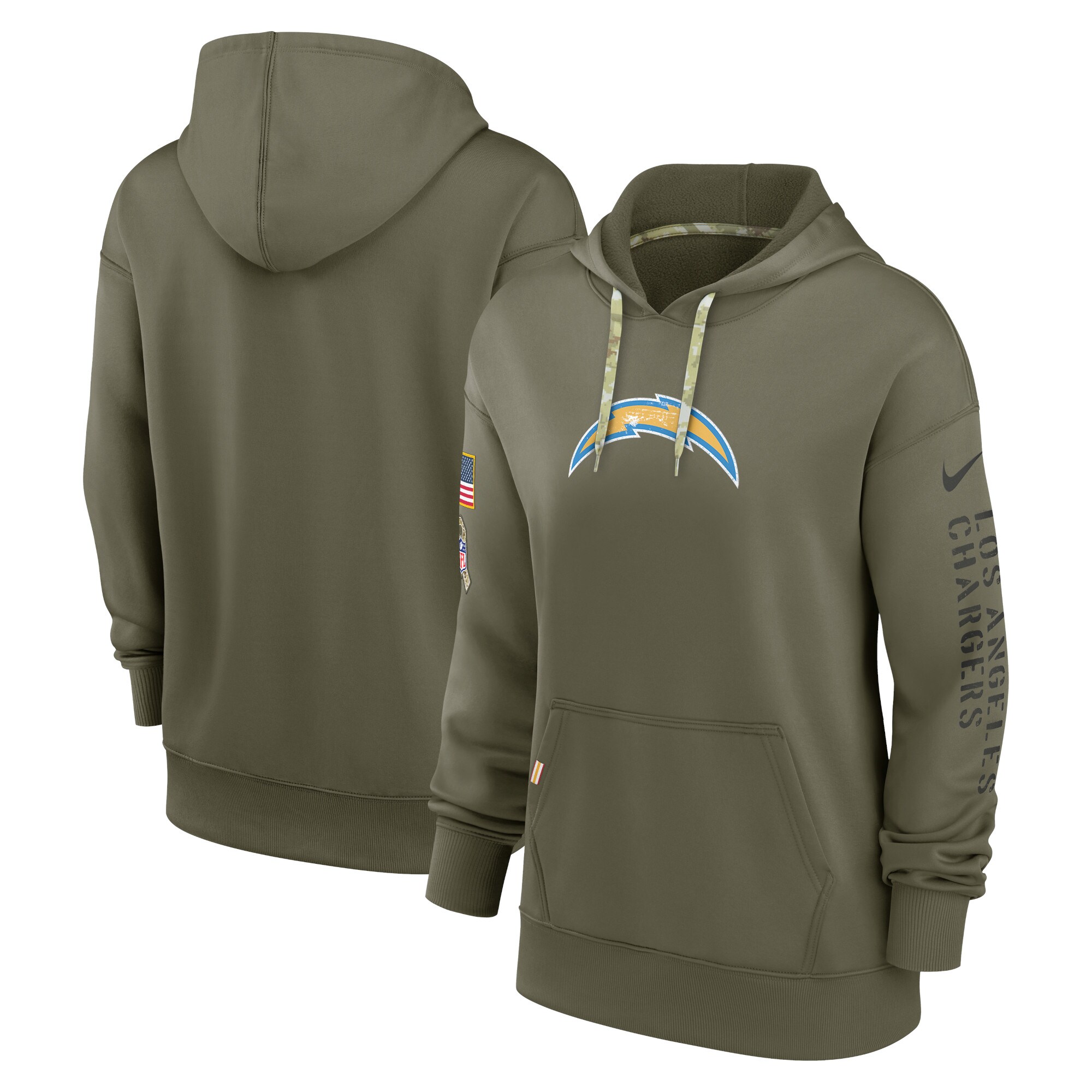 Los Angeles Chargers Women's 2022 Salute To Service Performance Pullover Hoodie - Olive