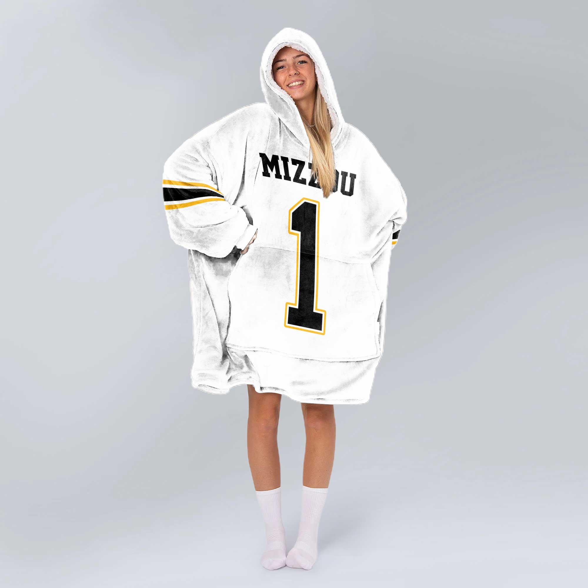Adult 1 Missouri Football Unisex Blanket Hoodie