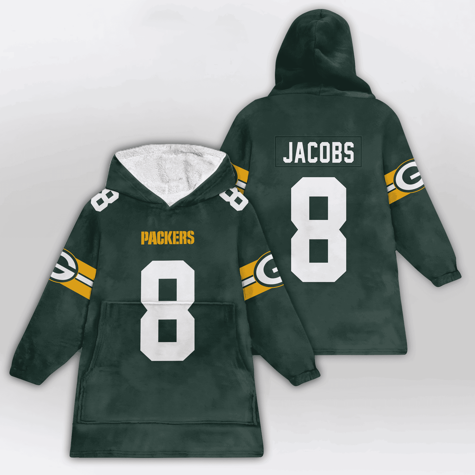 Kid 8 Green Bay Football Unisex Blanket Hoodie